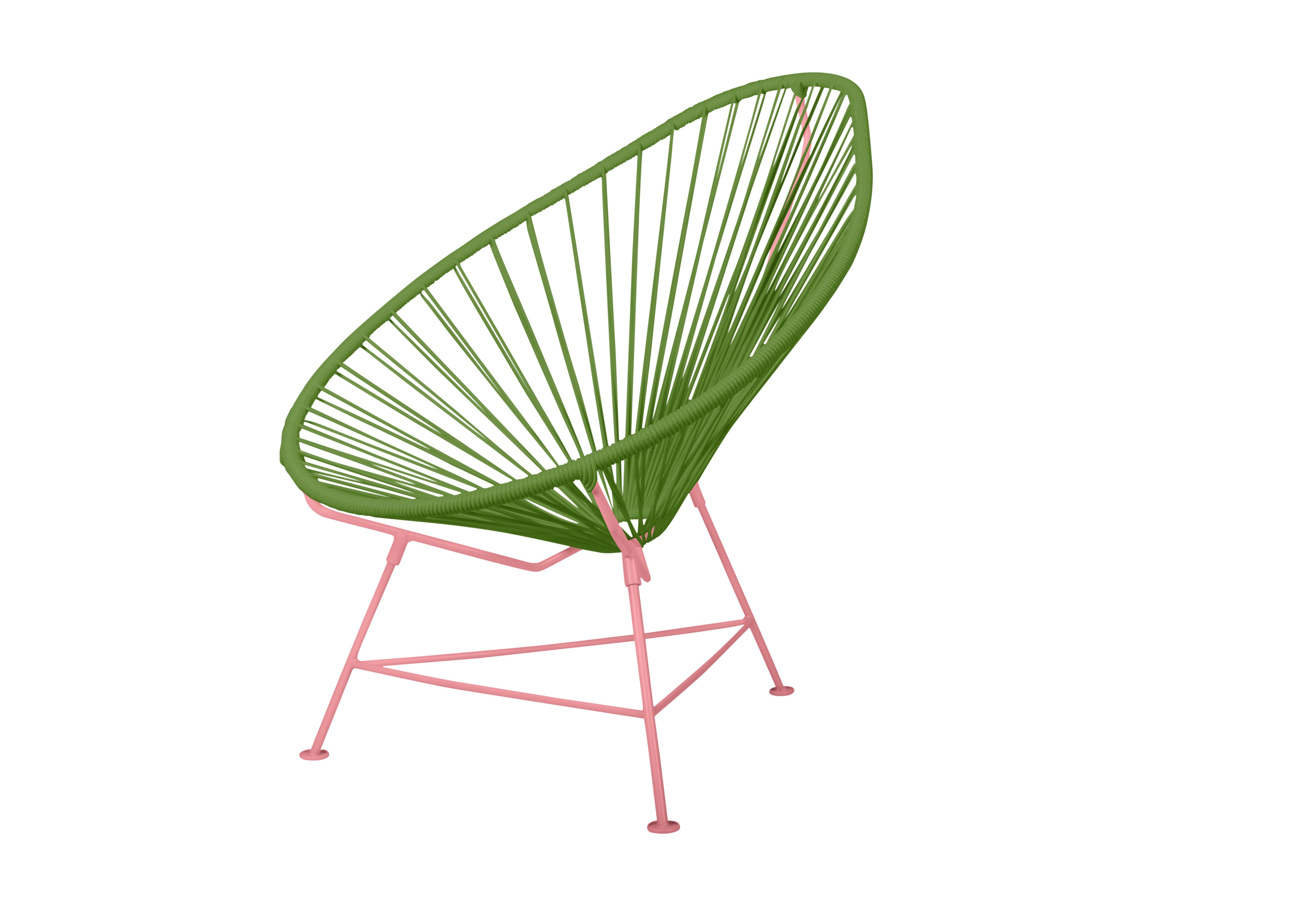 Canadian Innit Designs Acapulco Chair Cactus Weave on Coral Frame For Sale