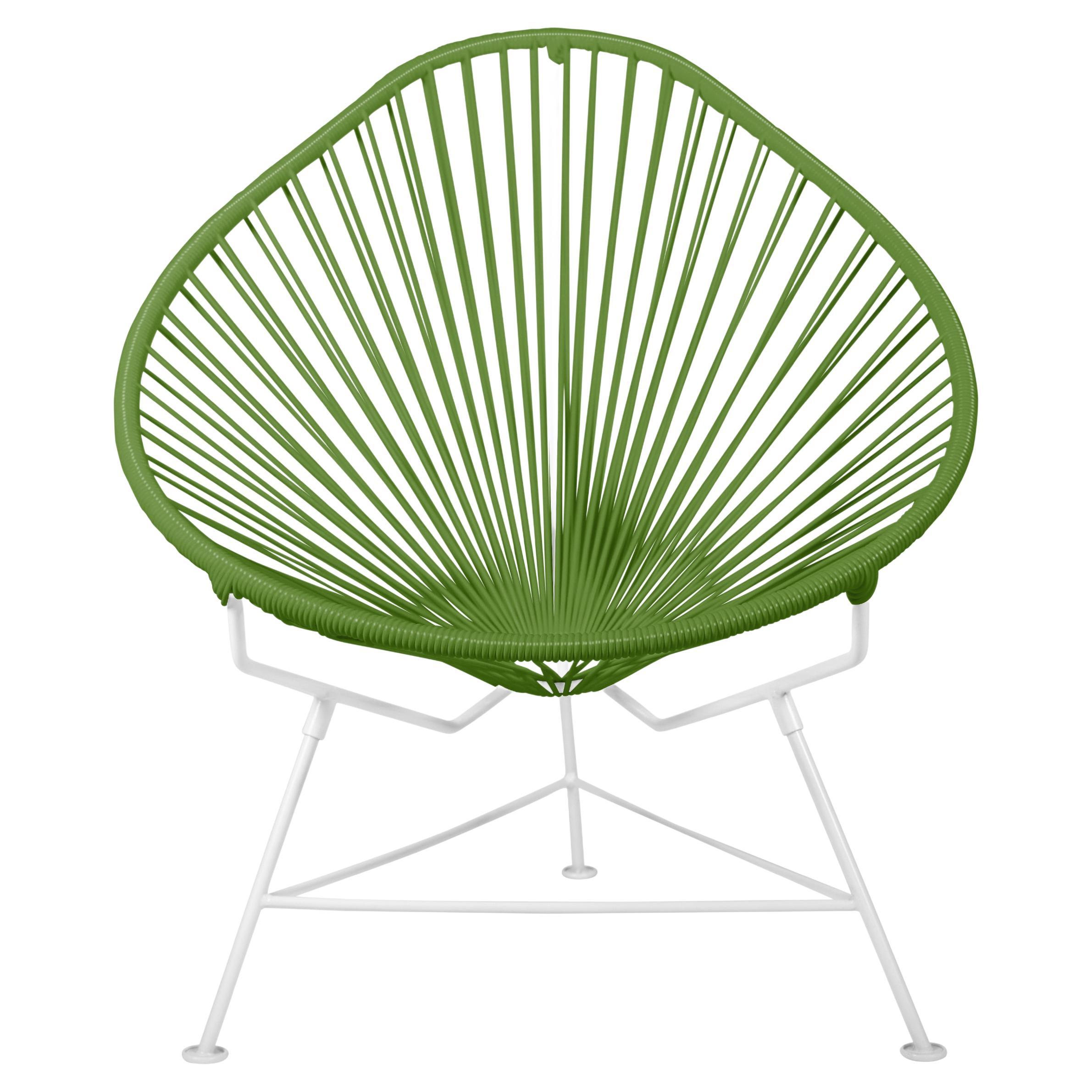 Innit Designs Acapulco Chair Cactus Weave on White Frame For Sale