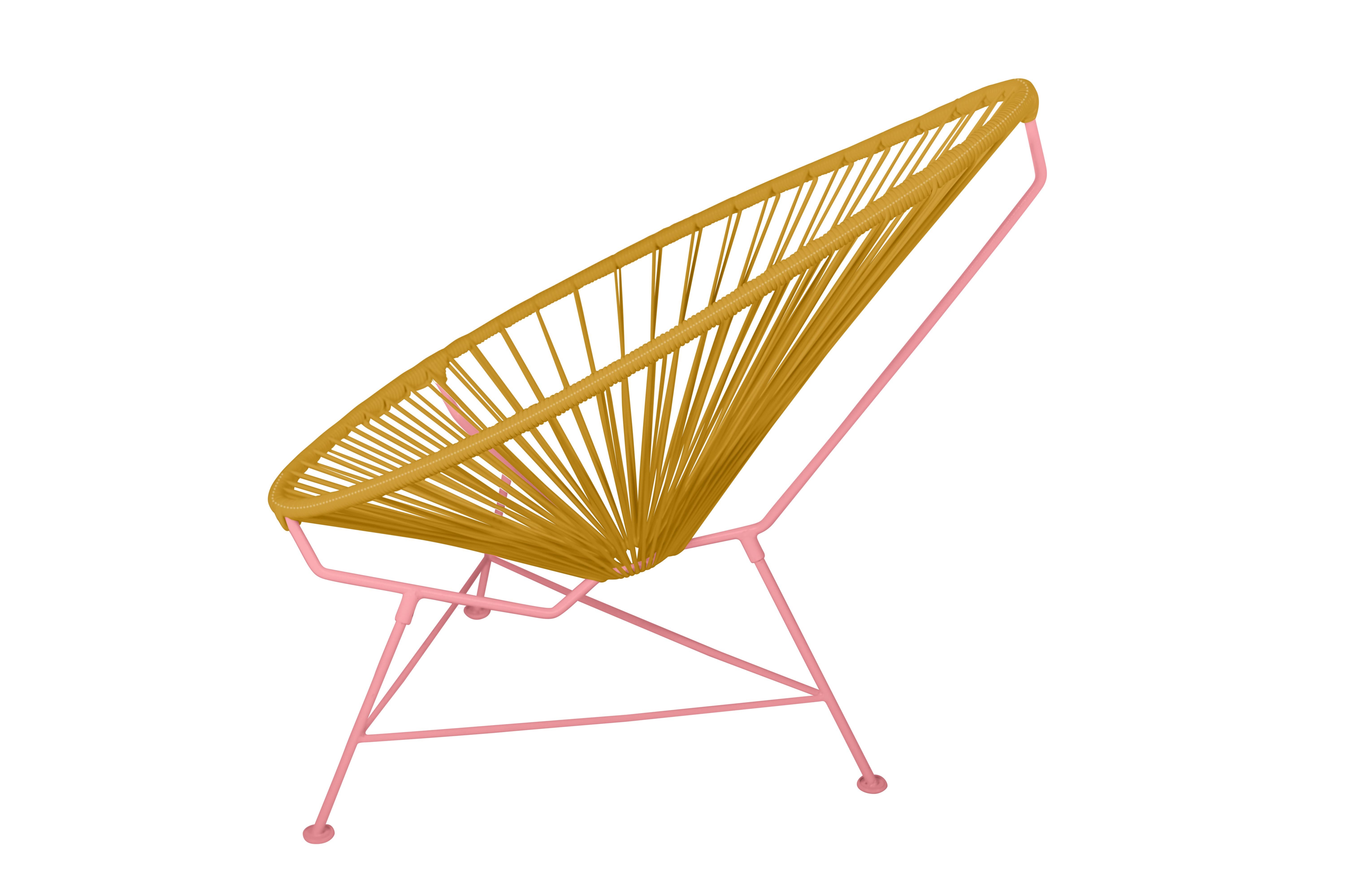Modern Innit Designs Acapulco Chair Caramel Weave on Coral Frame For Sale