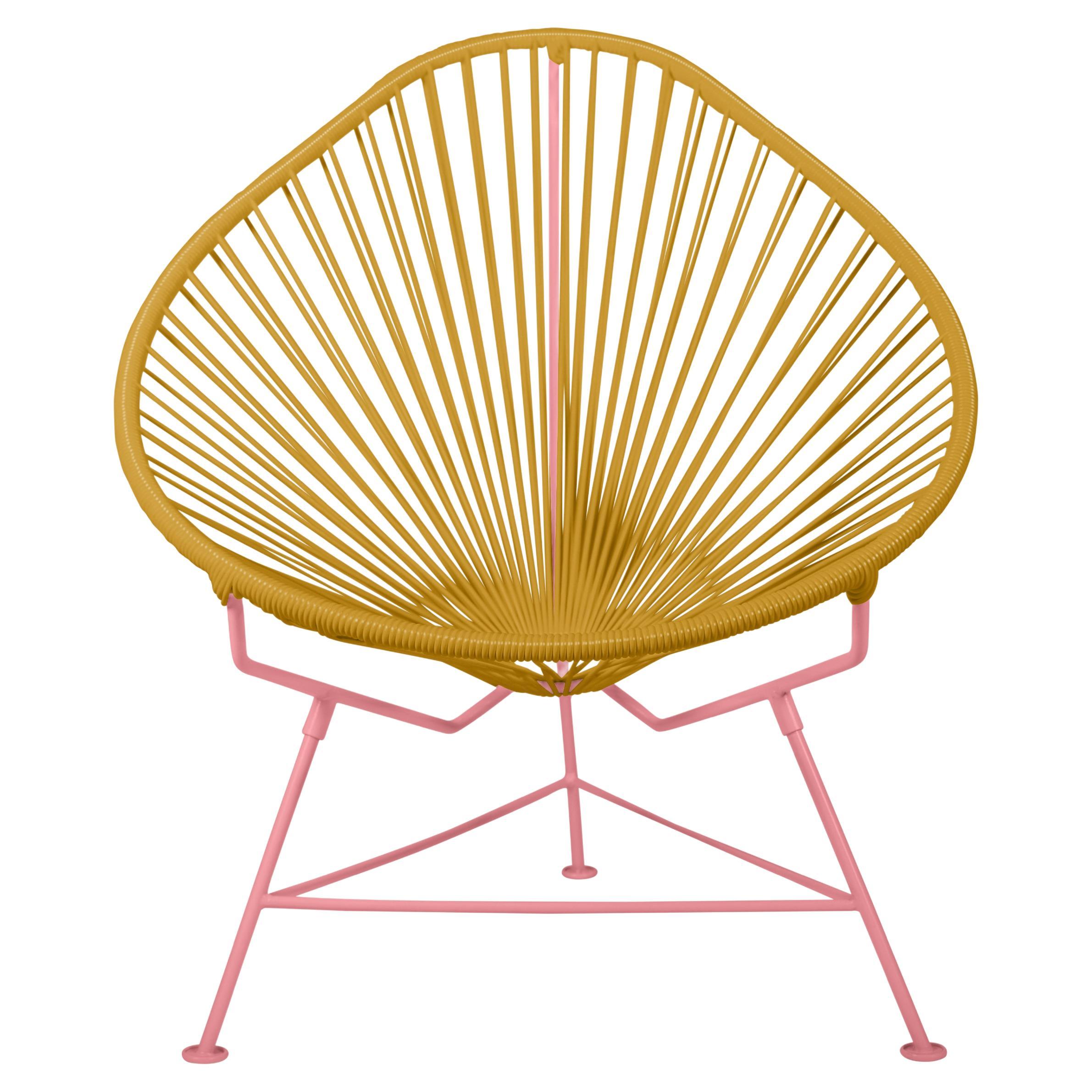Innit Designs Acapulco Chair Caramel Weave on Coral Frame For Sale