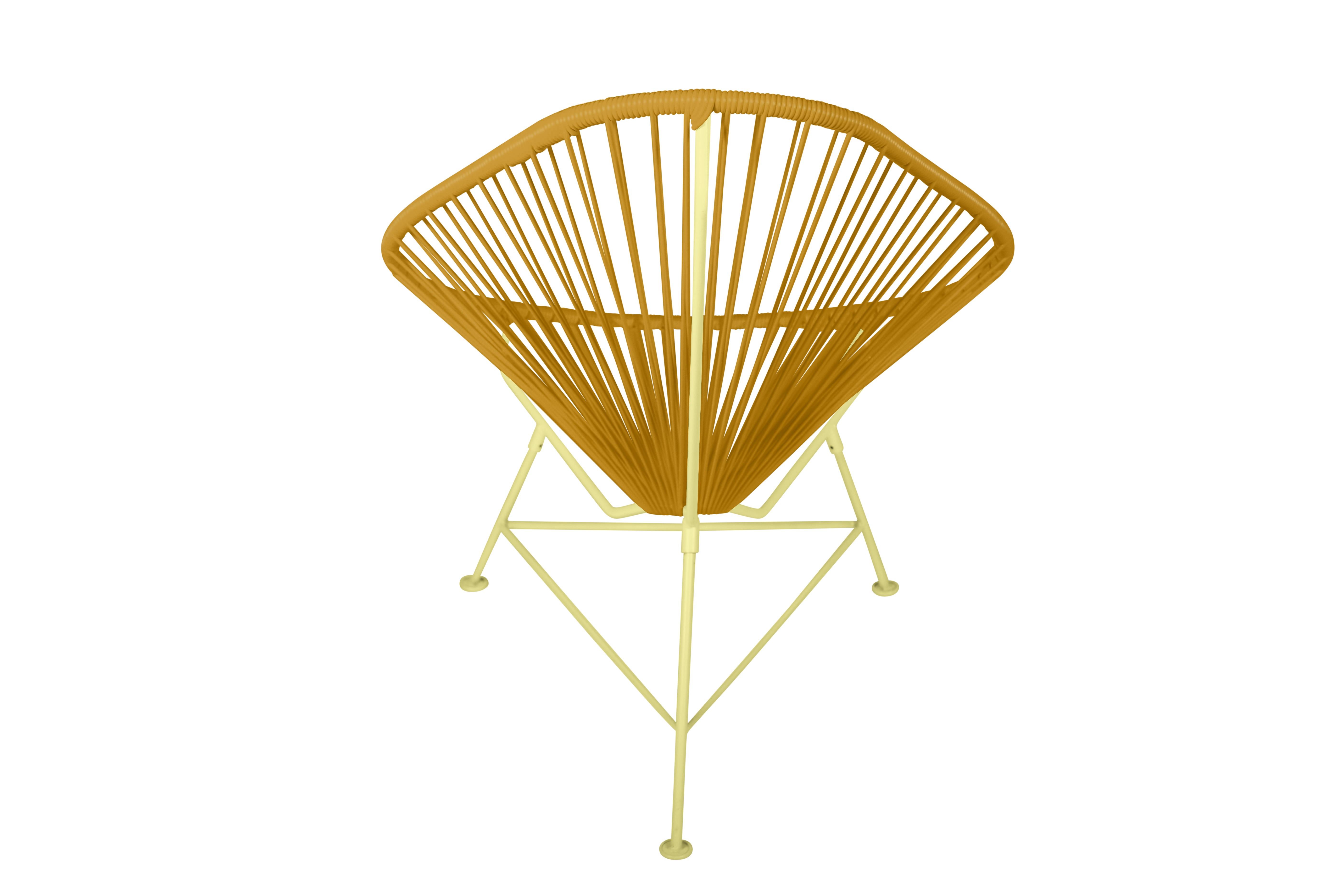 Hand-Crafted Innit Designs Acapulco Chair Caramel Weave on Yellow Frame For Sale
