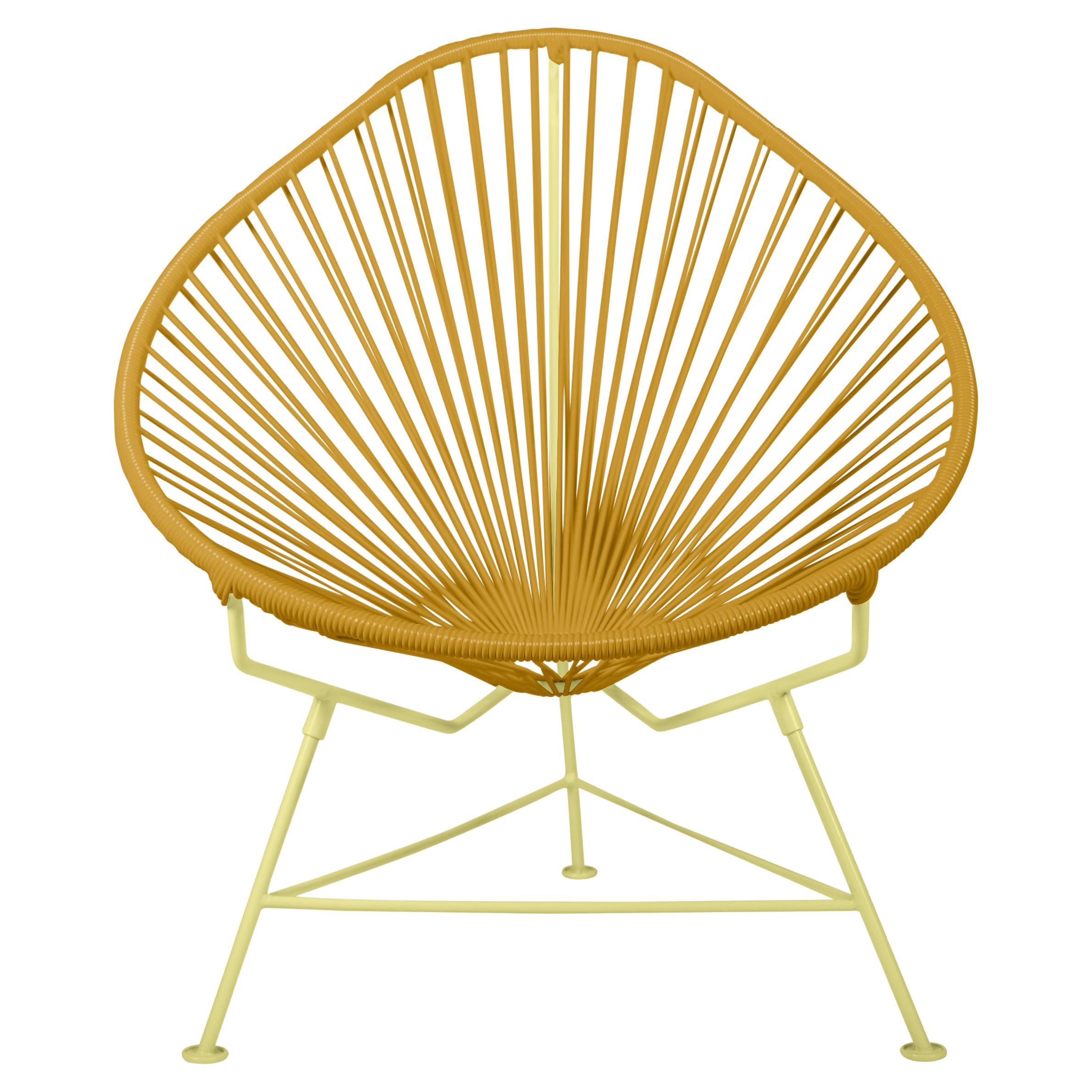Innit Designs Acapulco Chair Caramel Weave on Yellow Frame For Sale
