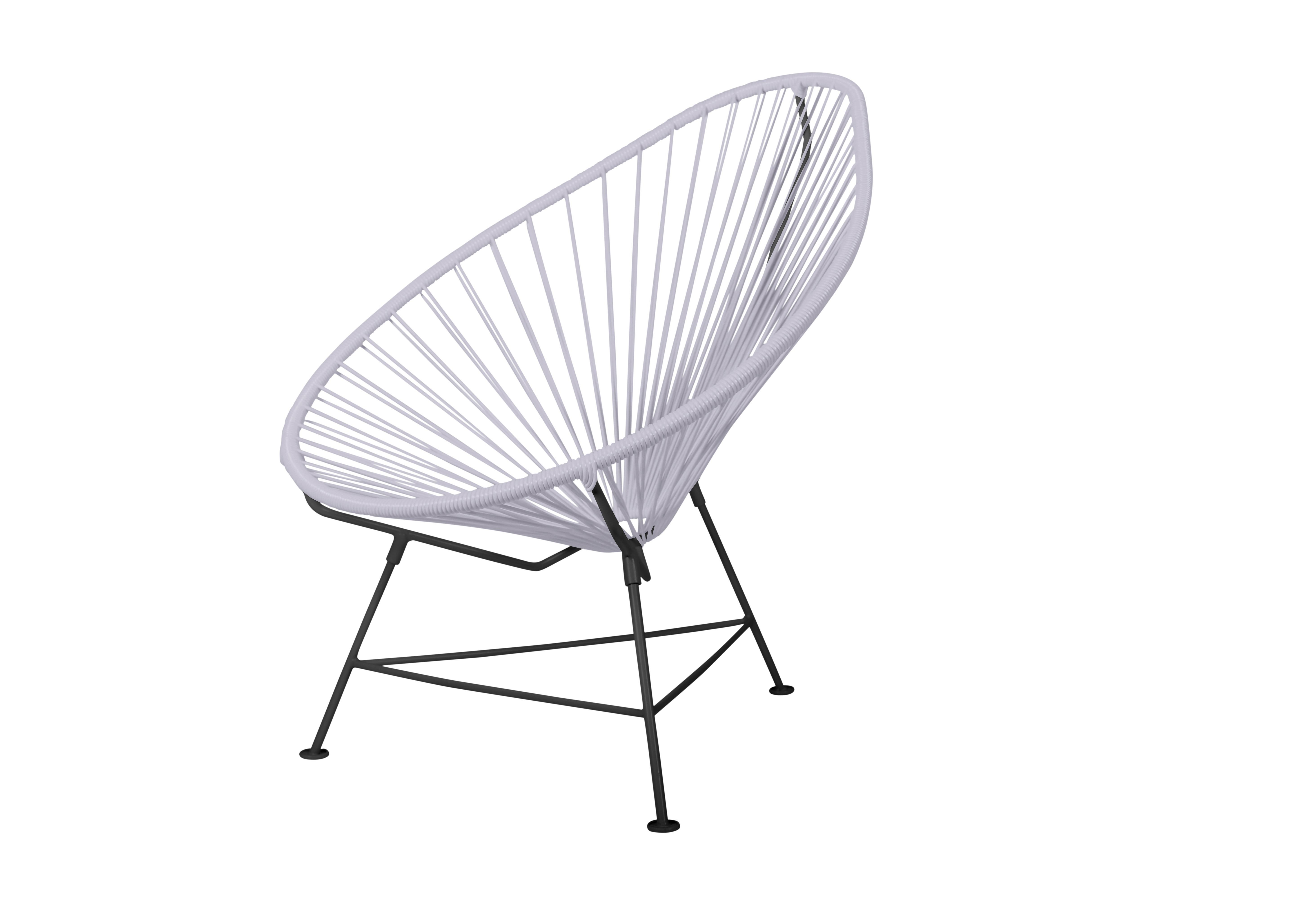 Canadian Innit Designs Acapulco Chair Clear Weave on Black Frame For Sale