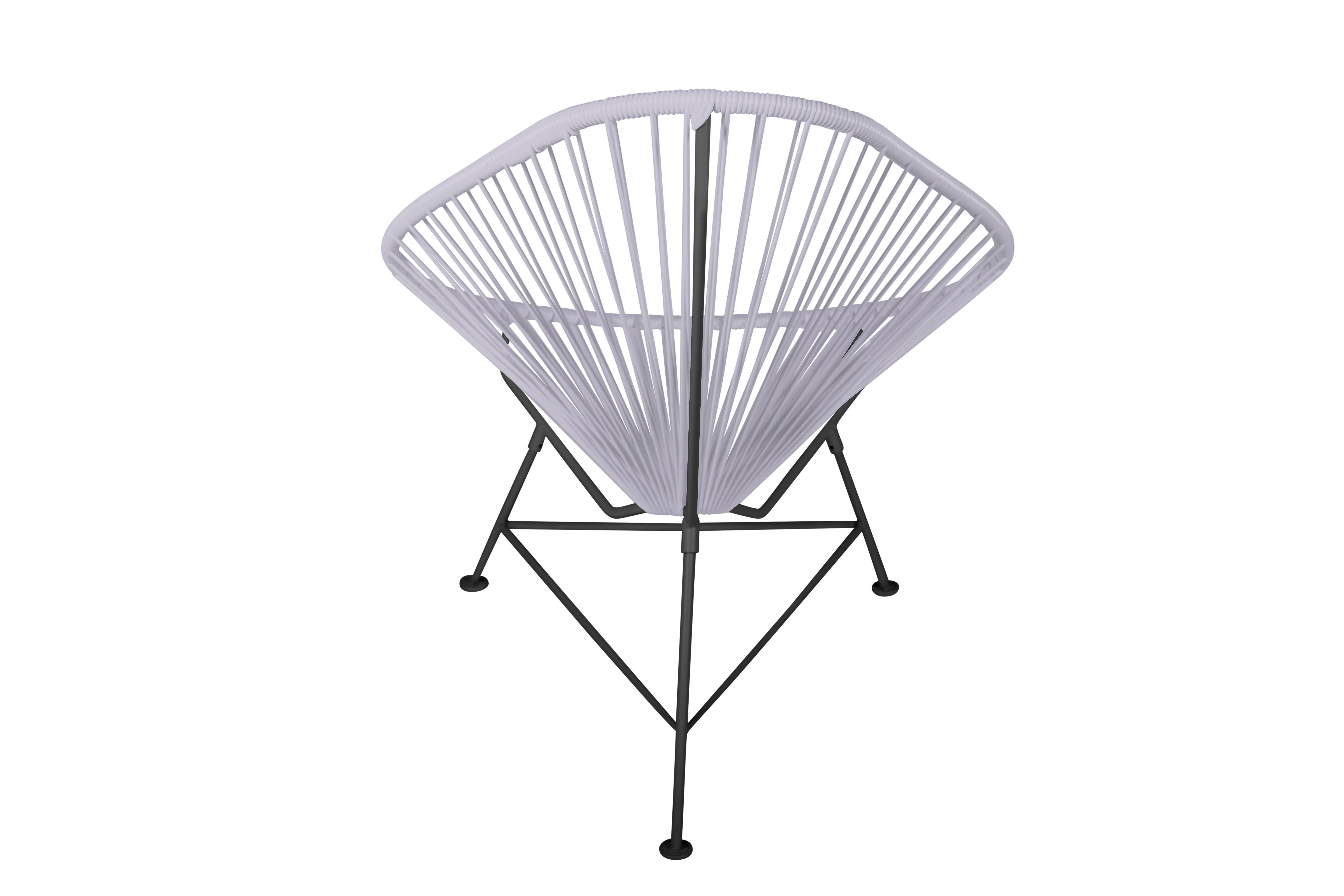 Hand-Crafted Innit Designs Acapulco Chair Clear Weave on Black Frame For Sale