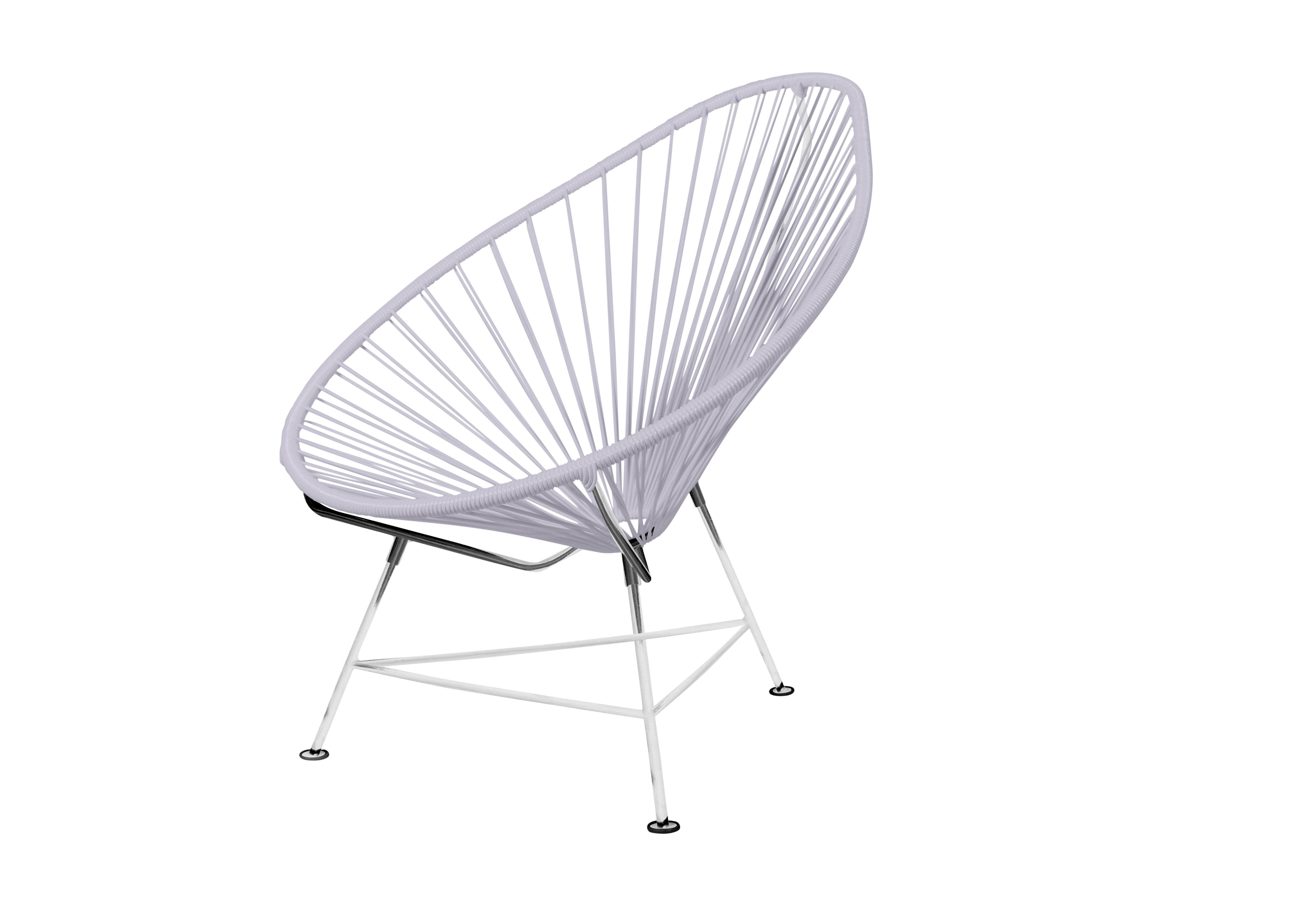 Canadian Innit Designs Acapulco Chair Clear Weave on Chrome Frame For Sale