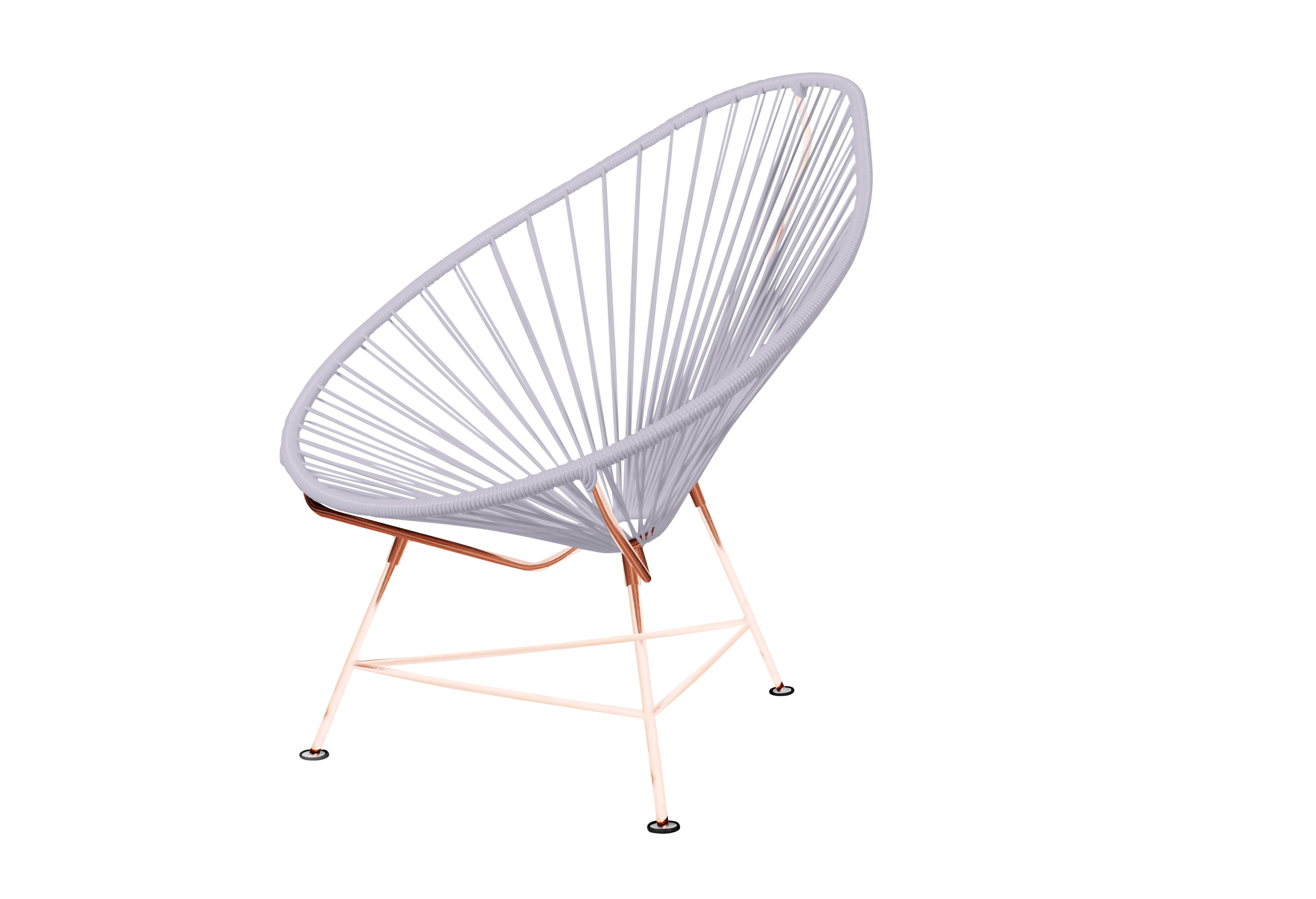 Canadian Innit Designs Acapulco Chair Clear Weave on Copper Frame For Sale