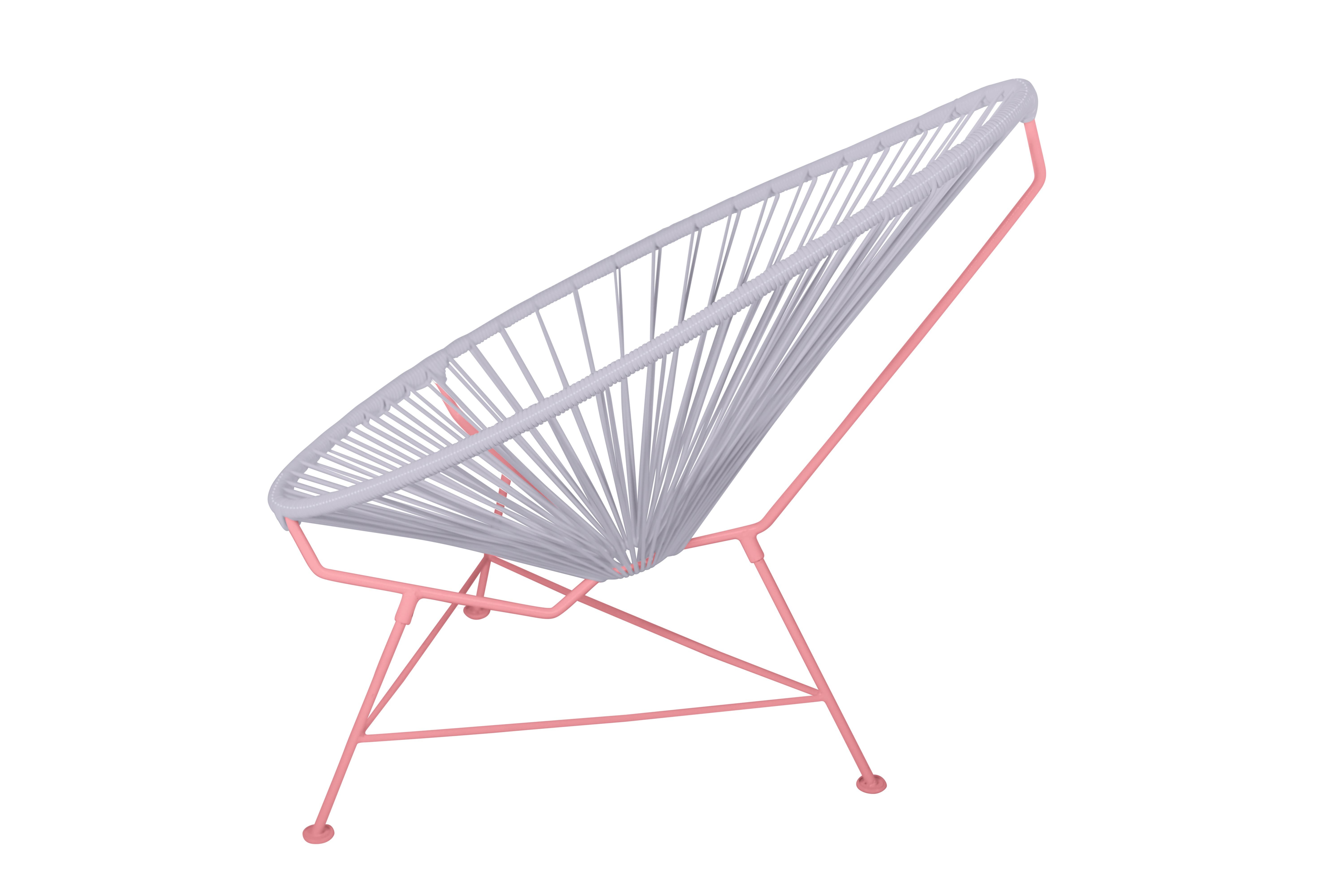 Modern Innit Designs Acapulco Chair Clear Weave on Coral Frame For Sale