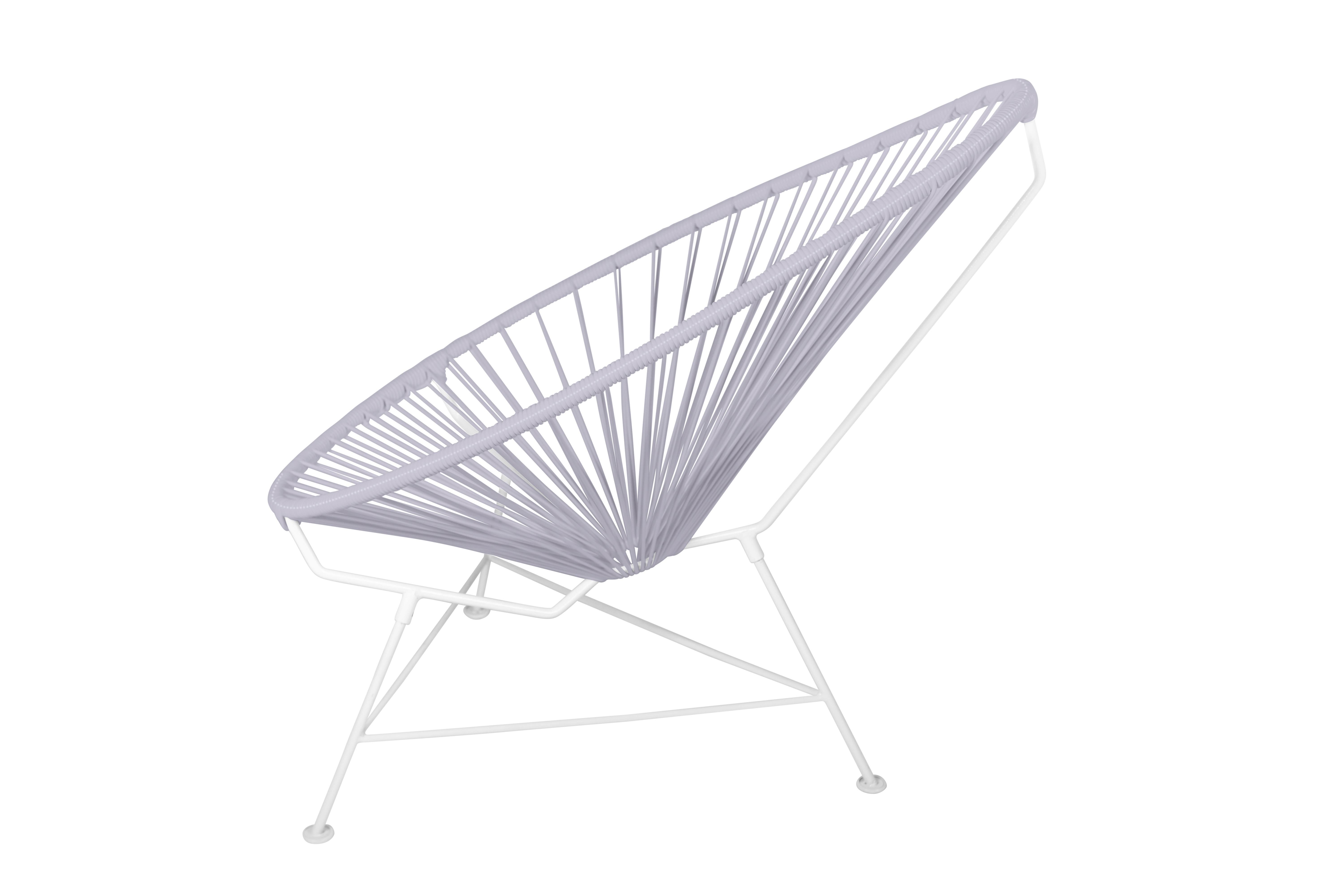Modern Innit Designs Acapulco Chair Clear Weave on White Frame For Sale