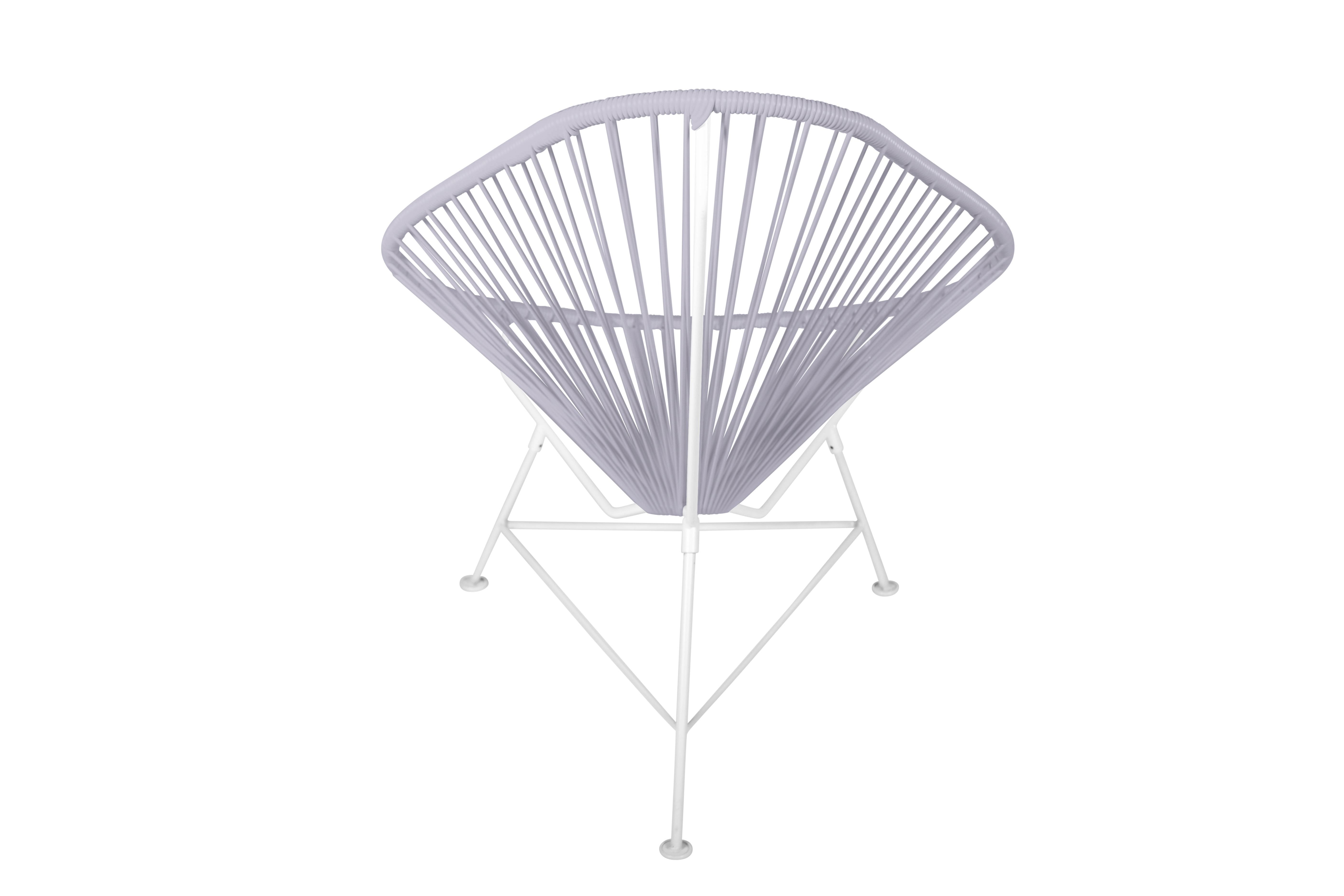 Hand-Crafted Innit Designs Acapulco Chair Clear Weave on White Frame For Sale