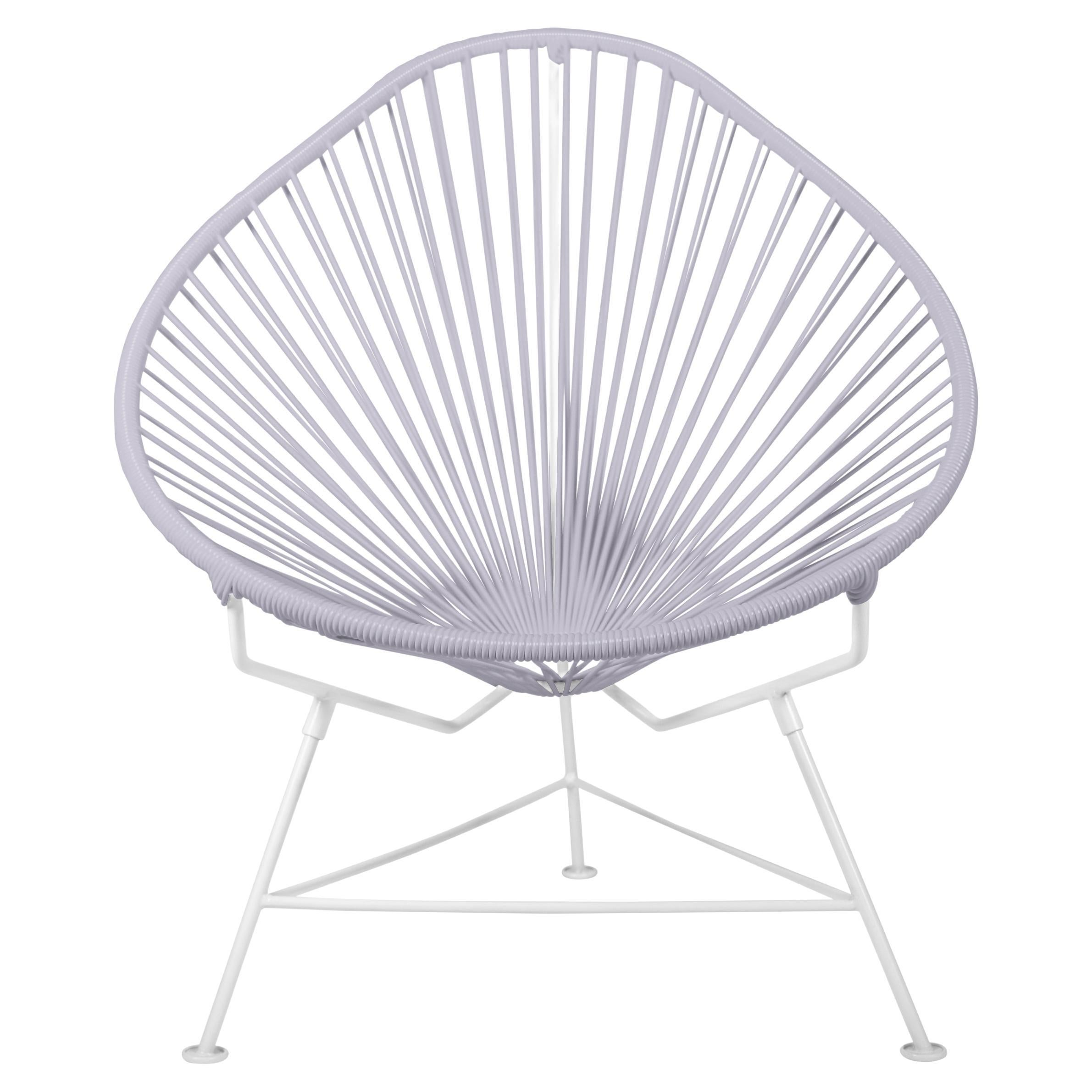 Innit Designs Acapulco Chair Clear Weave on White Frame For Sale