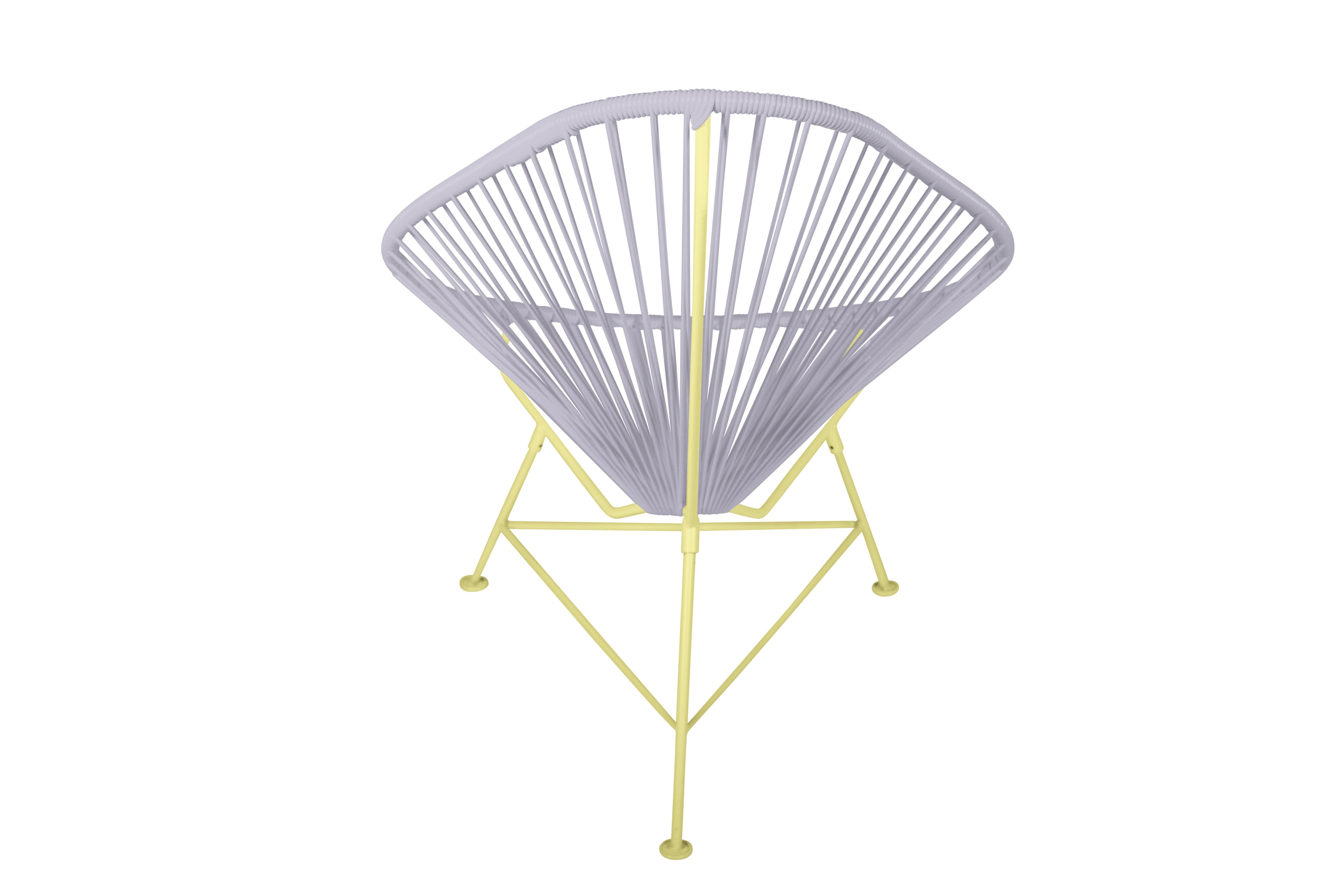 Canadian Innit Designs Acapulco Chair Clear Weave on Yellow Frame For Sale
