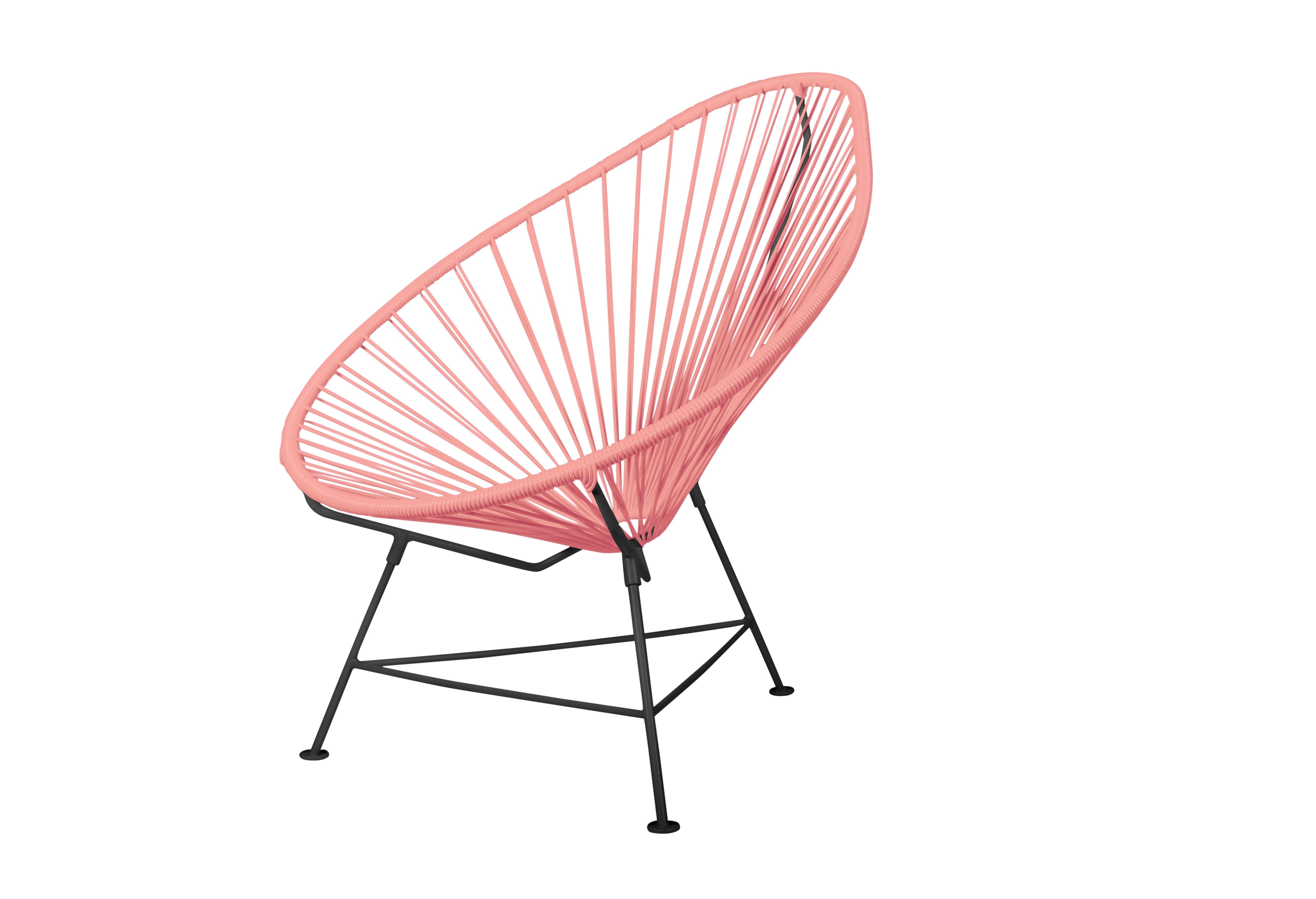 Canadian Innit Designs Acapulco Chair Coral Weave on Black Frame For Sale