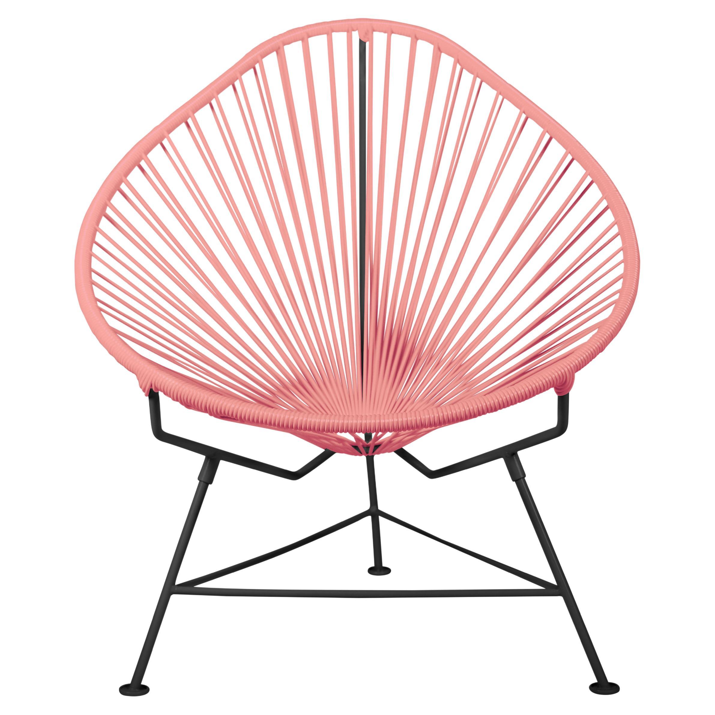 Innit Designs Acapulco Chair Coral Weave on Black Frame For Sale