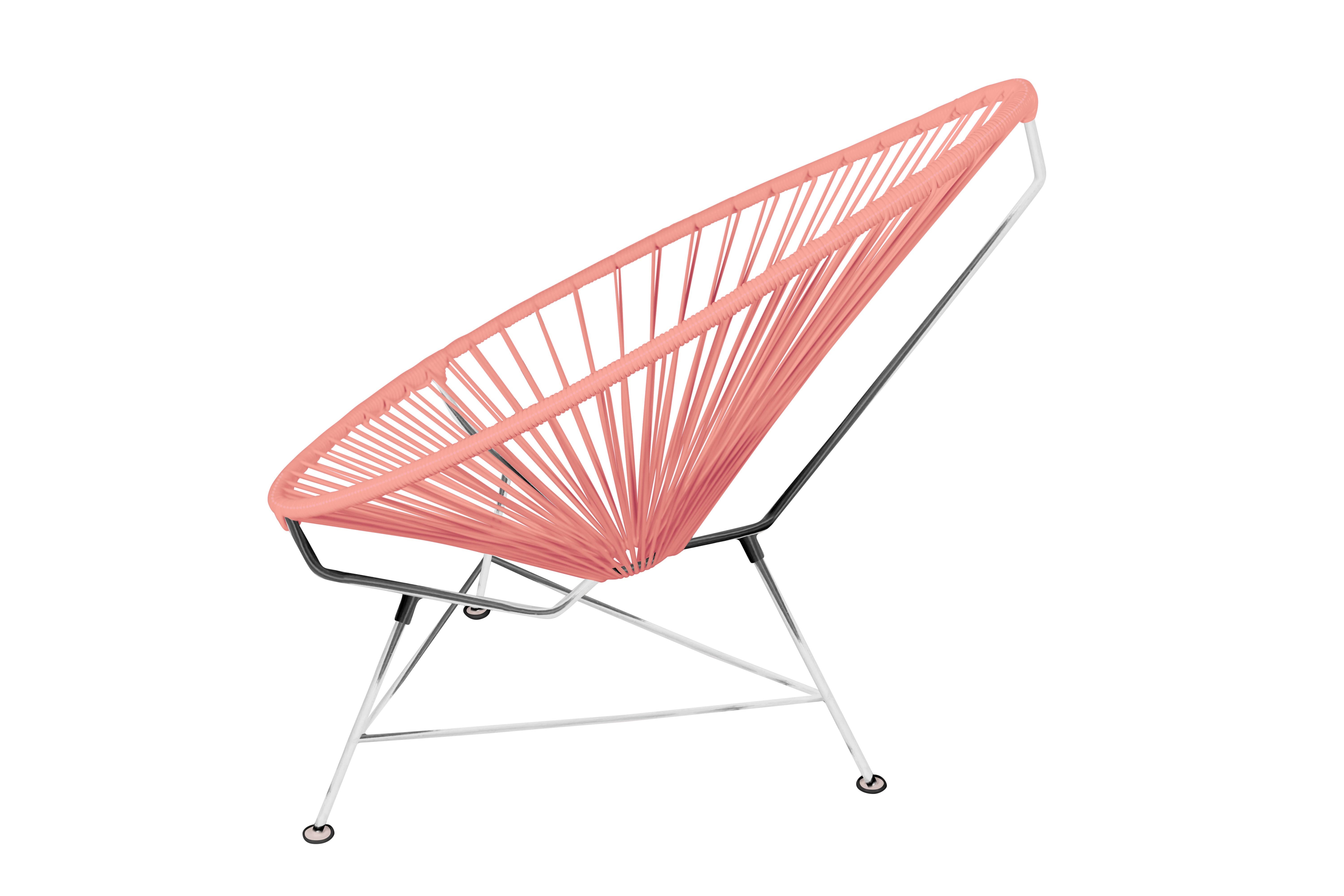 Modern Innit Designs Acapulco Chair Coral Weave on Chrome Frame For Sale