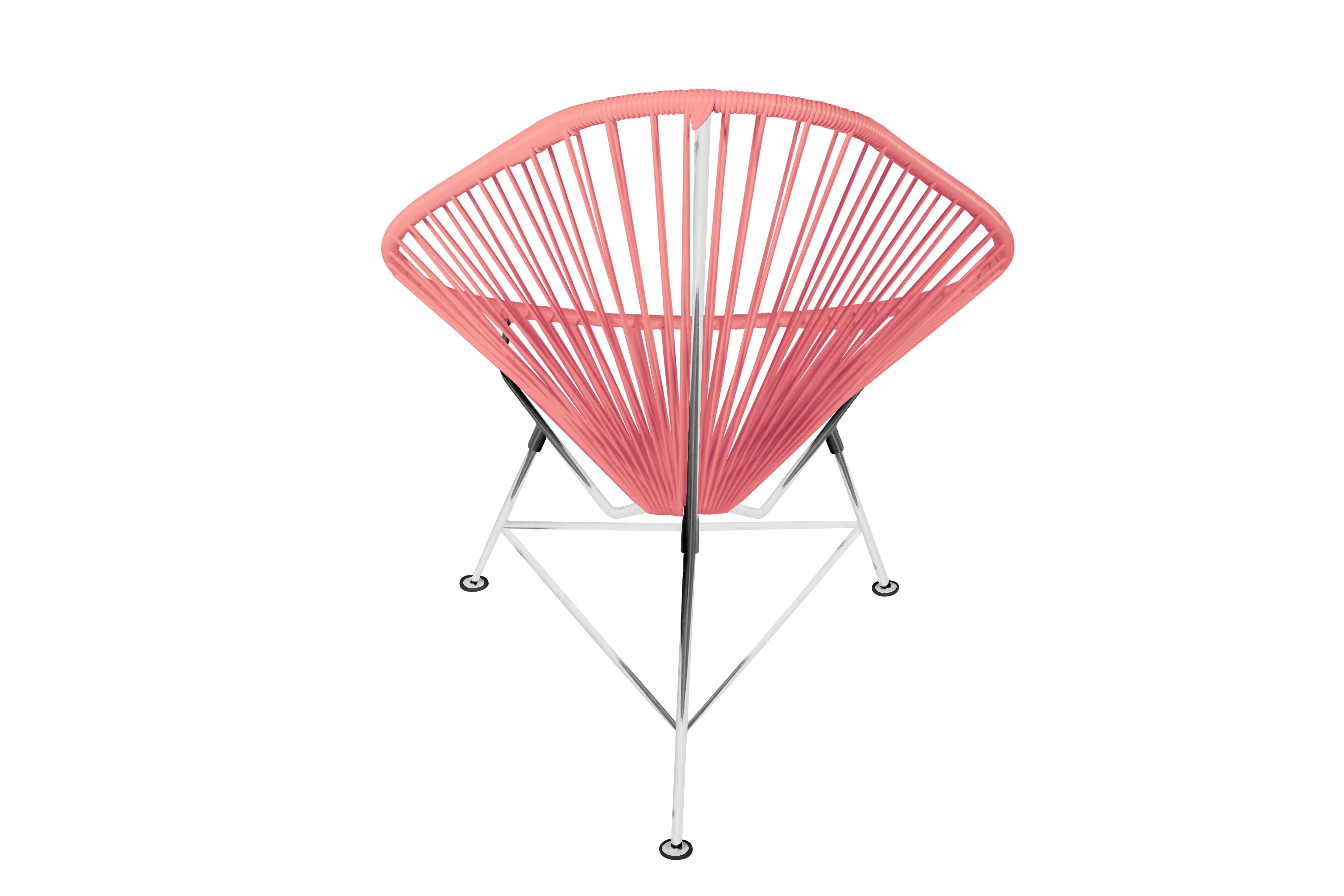 Hand-Crafted Innit Designs Acapulco Chair Coral Weave on Chrome Frame For Sale