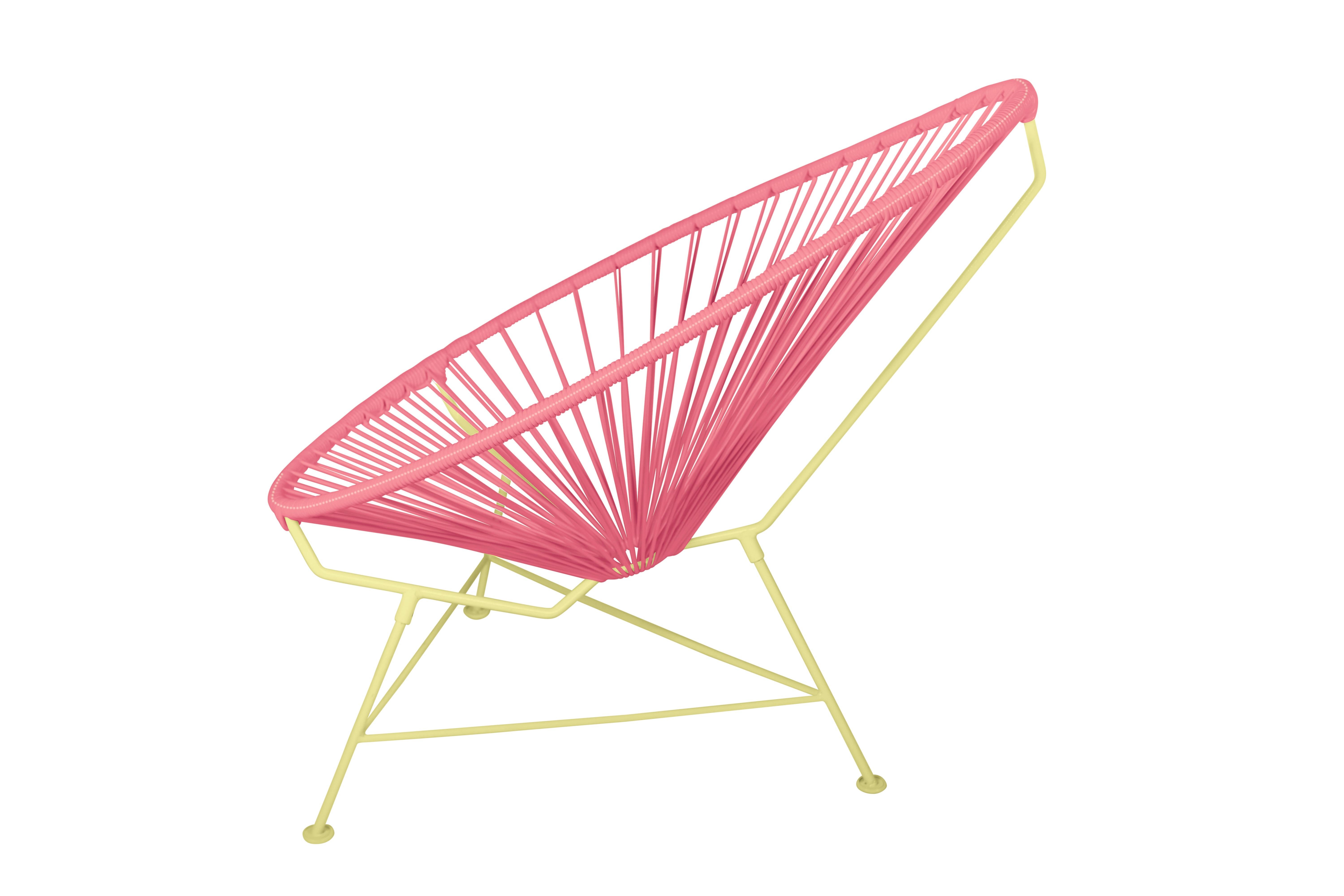 Modern Innit Designs Acapulco Chair Coral Weave on Yellow Frame For Sale