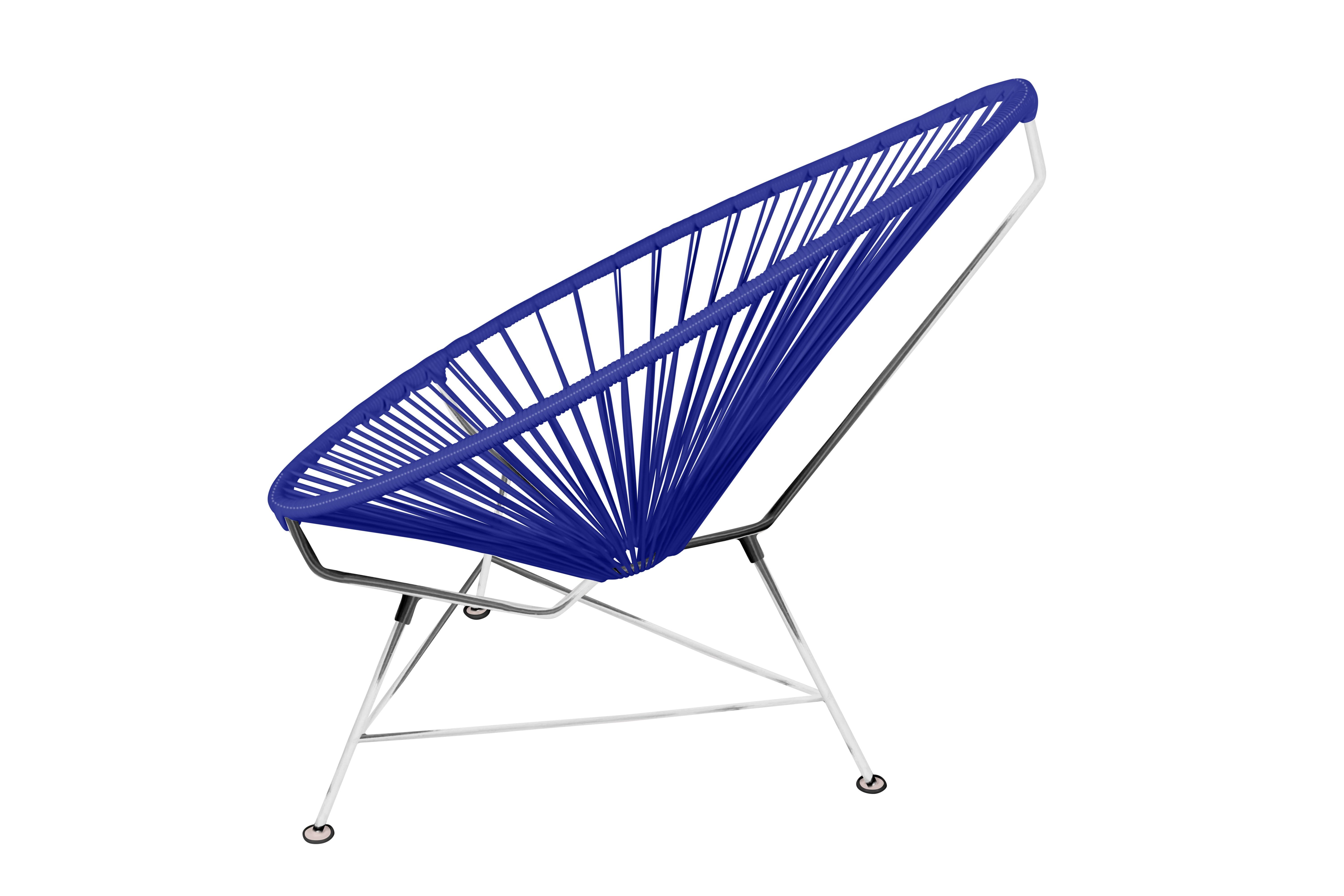 Modern Innit Designs Acapulco Chair Deep Blue Weave on Chrome Frame For Sale