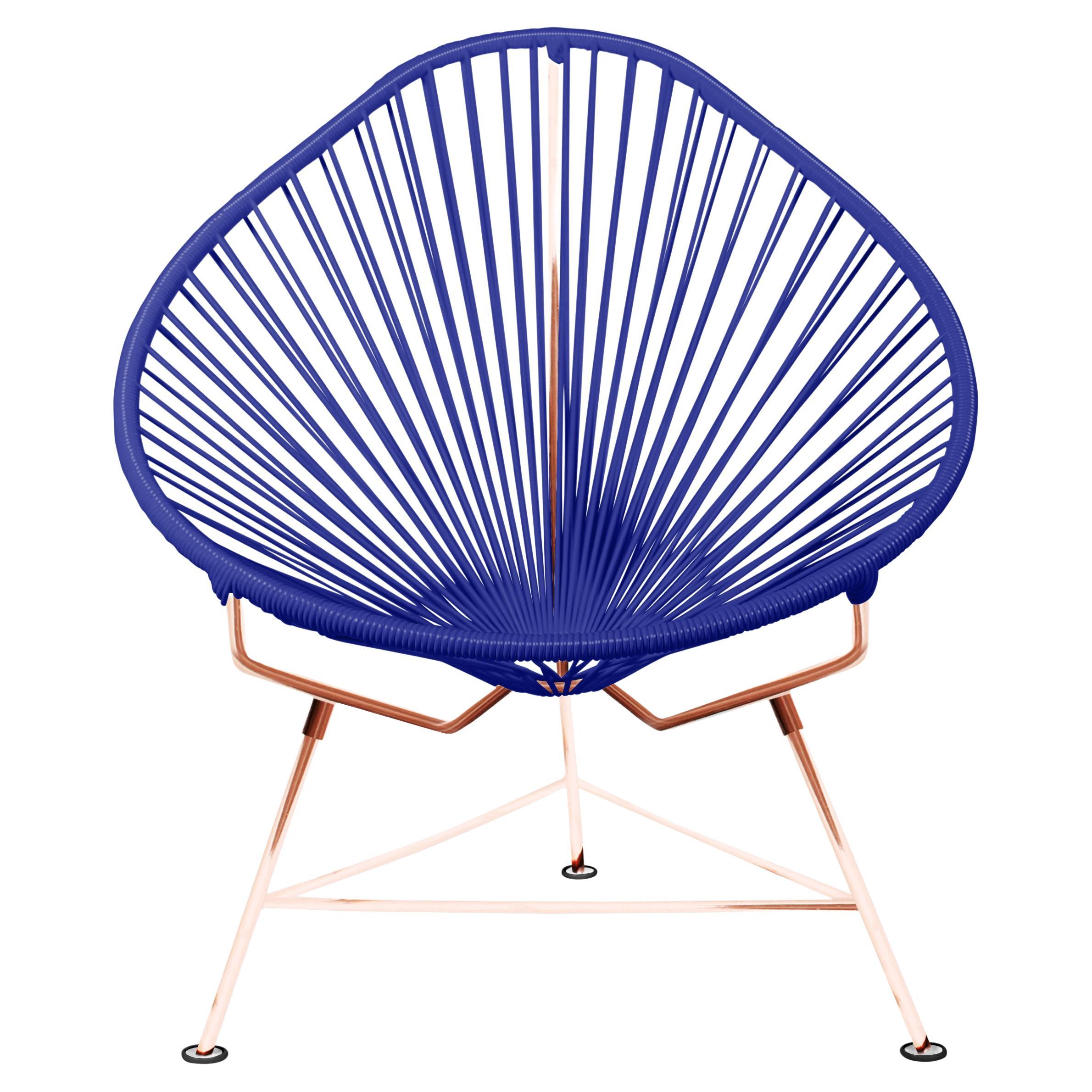 Innit Designs Acapulco Chair Deep Blue Weave on Copper Frame For Sale