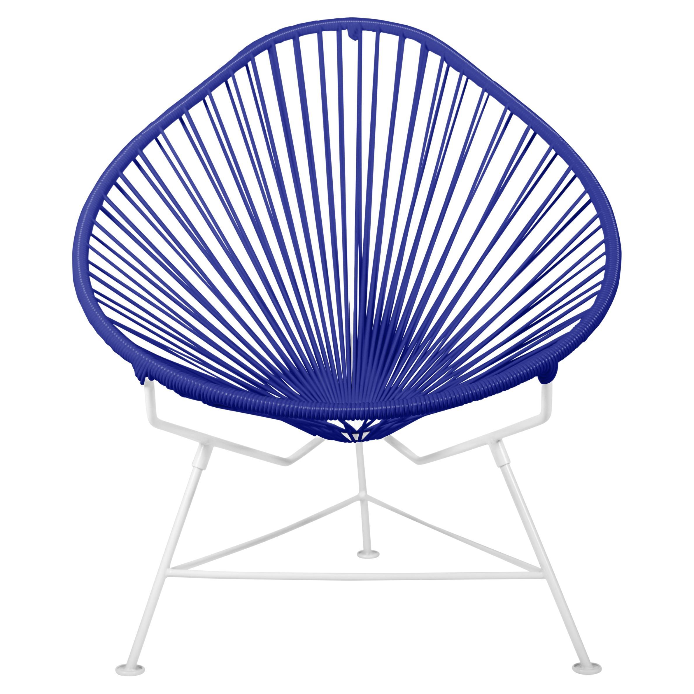 Innit Designs Acapulco Chair Deep Blue Weave on White Frame