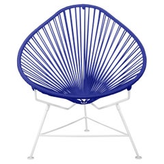 Innit Designs Acapulco Chair Deep Blue Weave on White Frame
