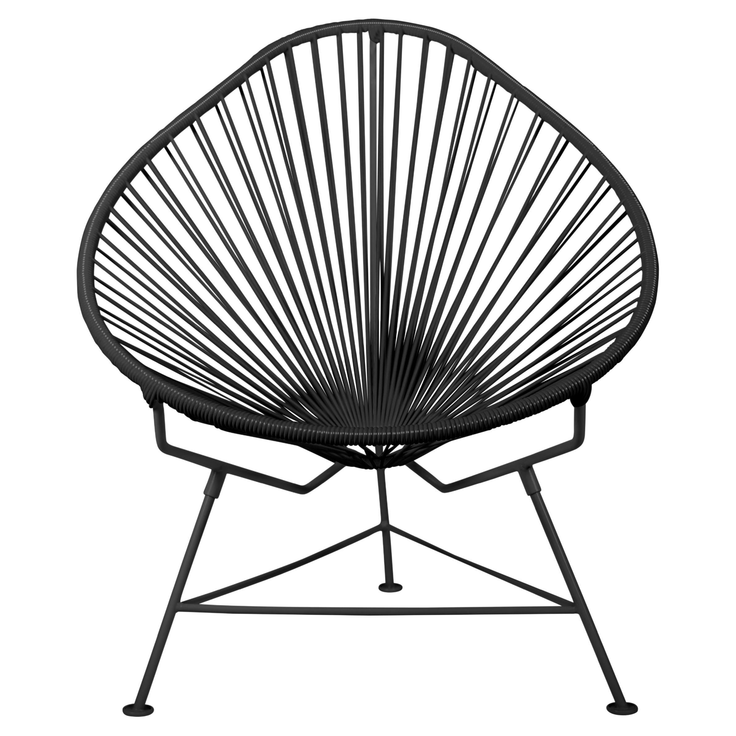 Innit Designs Acapulco Chair Black Weave on Black Frame For Sale