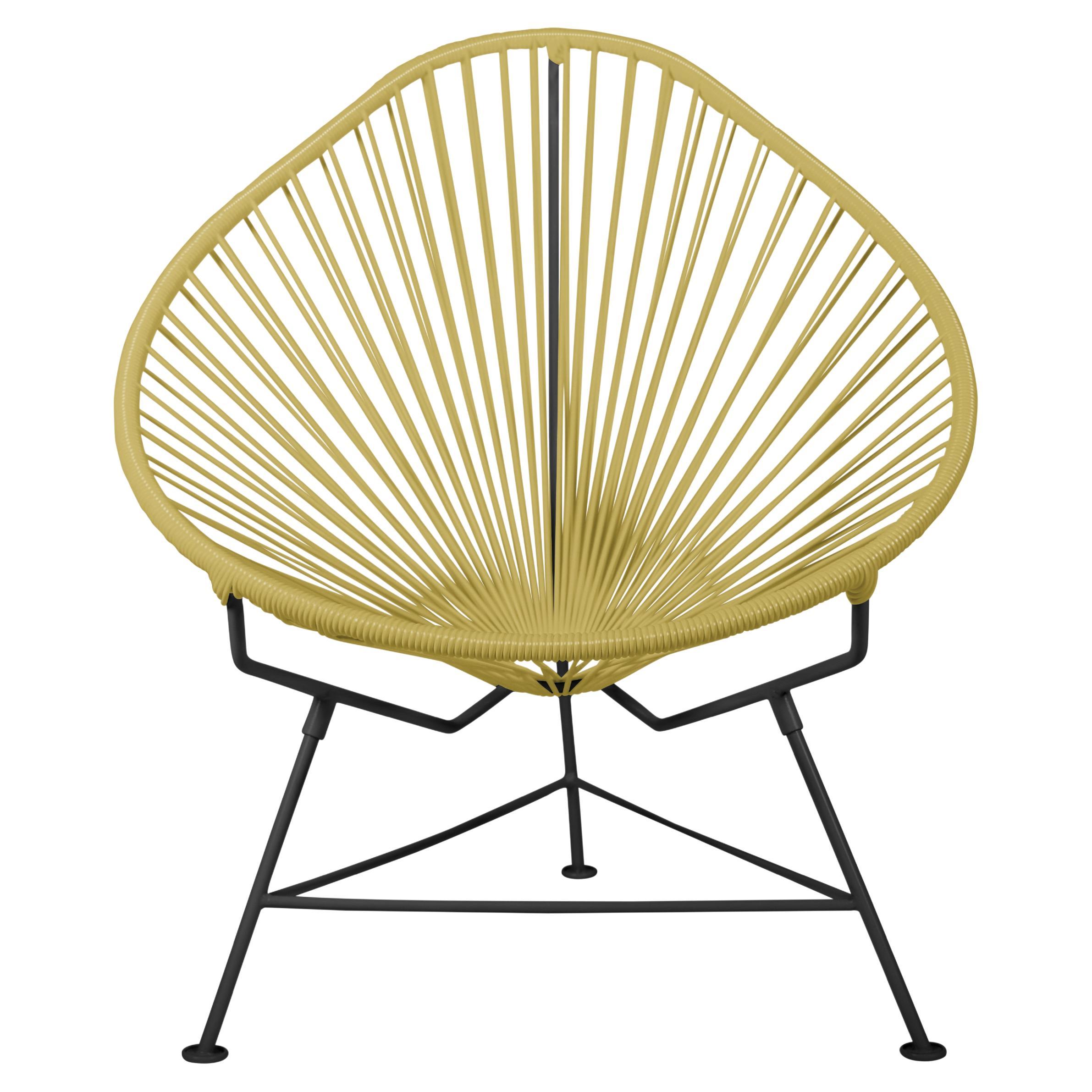 Innit Designs Acapulco Chair Gold Weave on Black Frame For Sale
