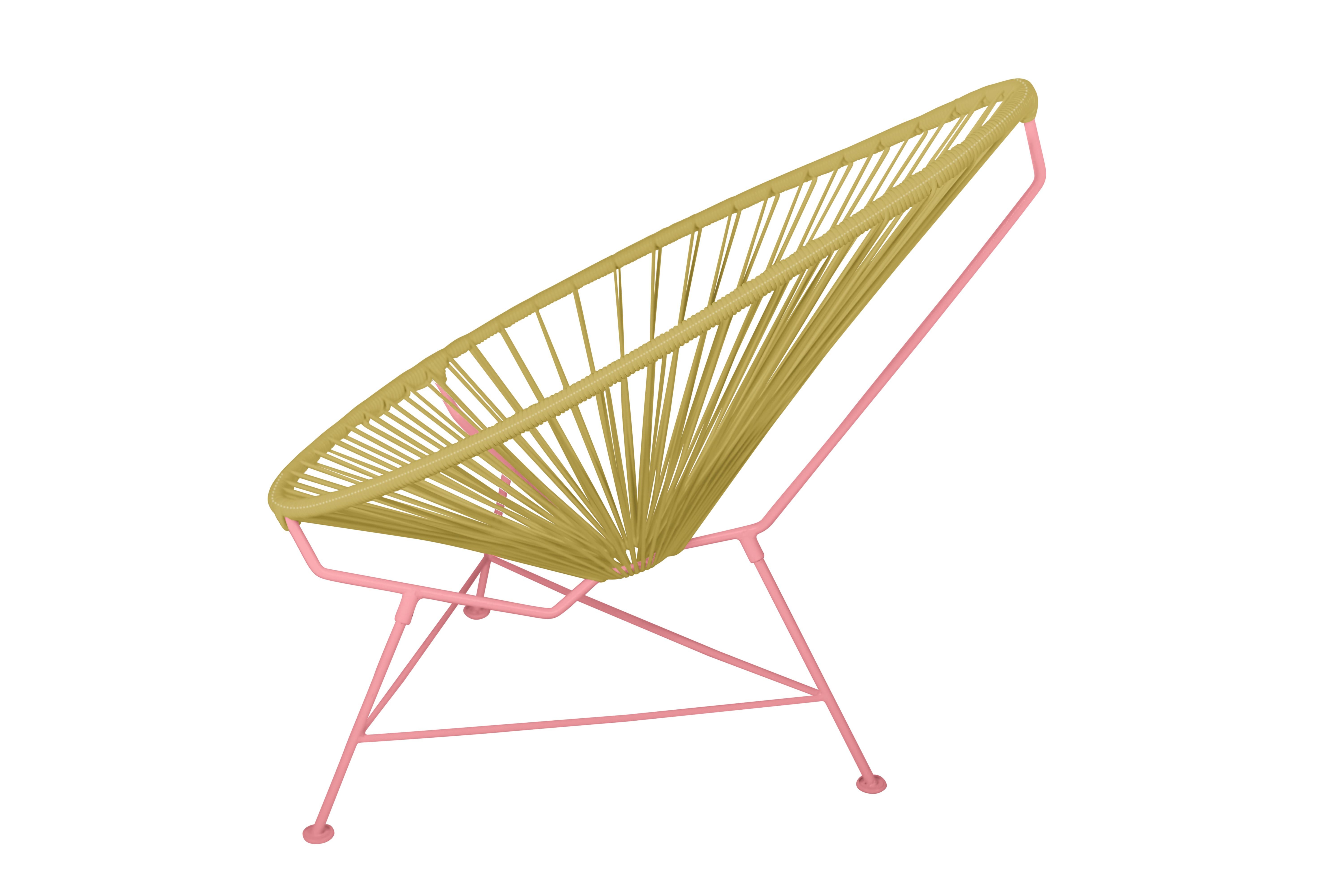 Modern Innit Designs Acapulco Chair Gold Weave on Coral Frame For Sale