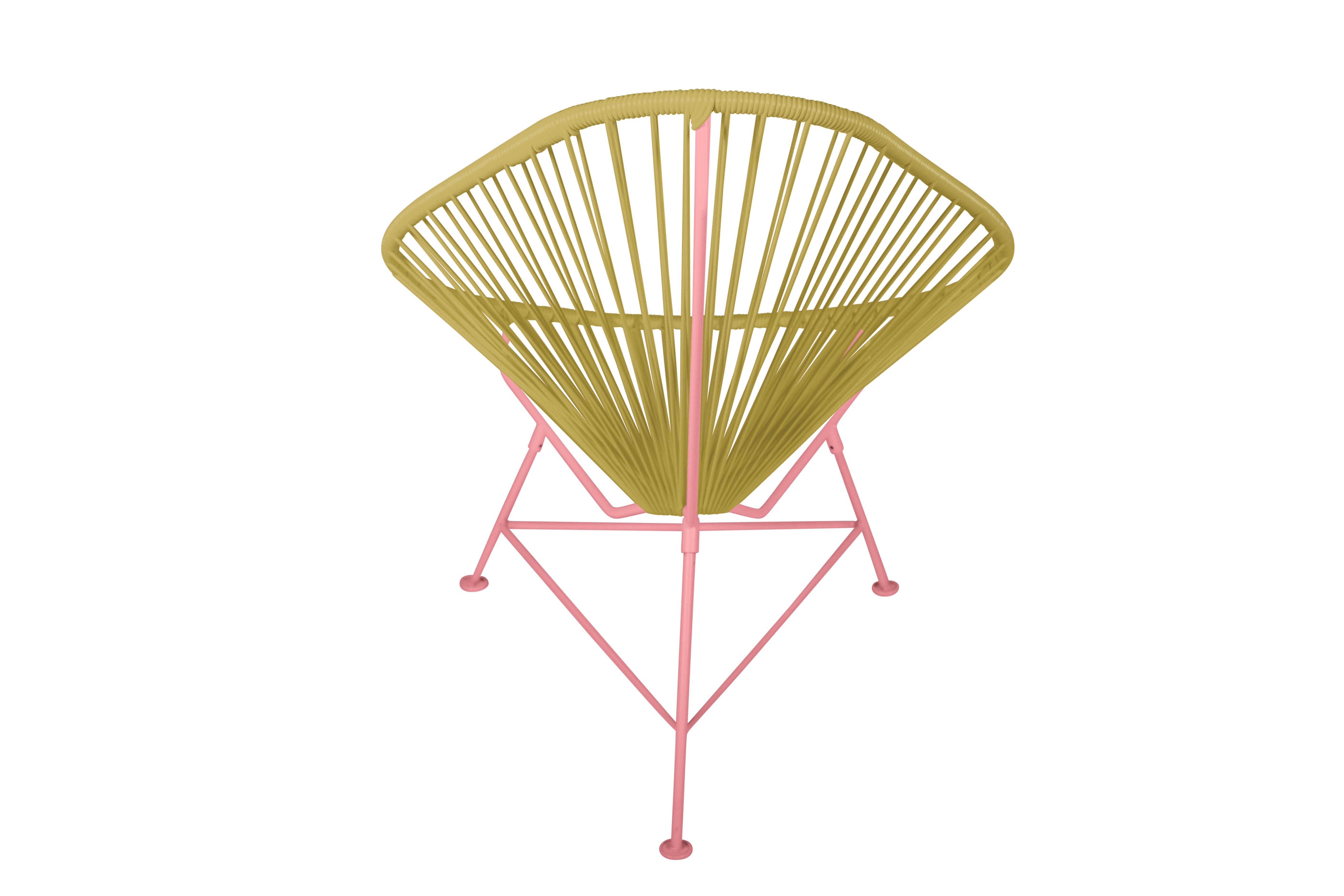 Hand-Crafted Innit Designs Acapulco Chair Gold Weave on Coral Frame For Sale