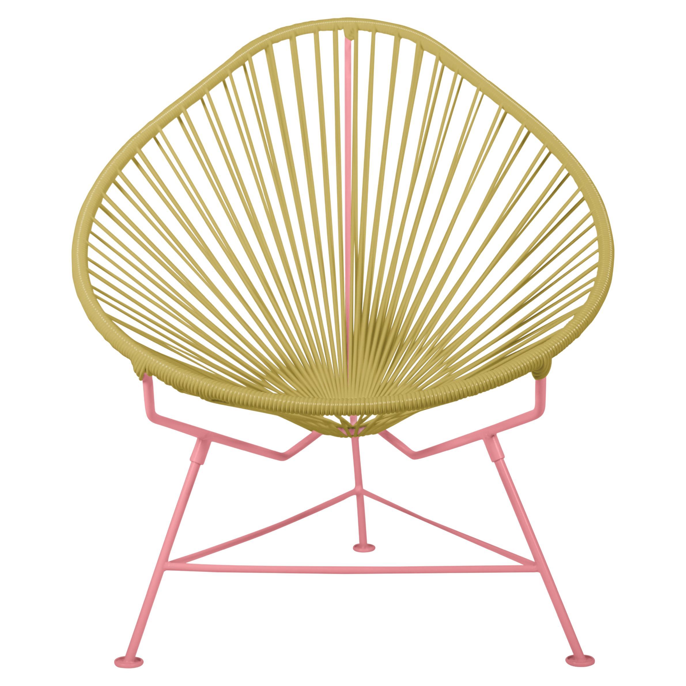 Innit Designs Acapulco Chair Gold Weave on Coral Frame For Sale
