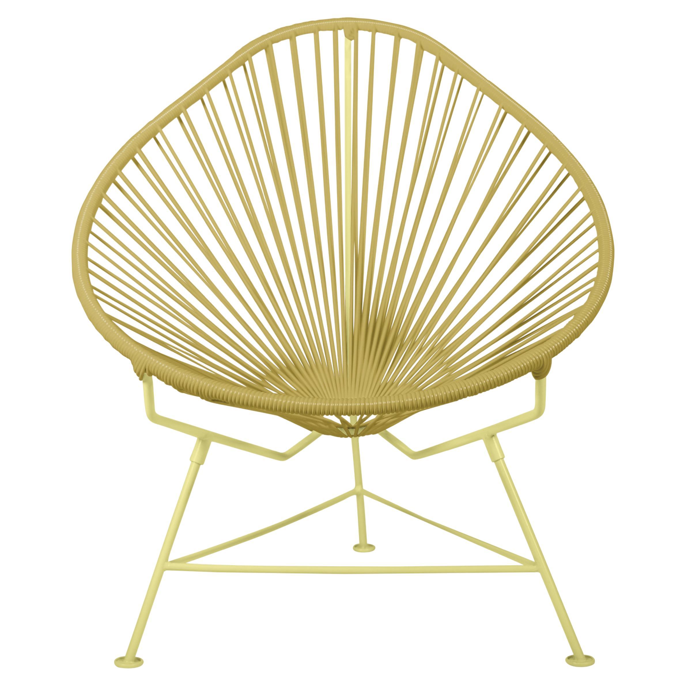 Innit Designs Acapulco Chair Gold Weave on Yellow Frame For Sale