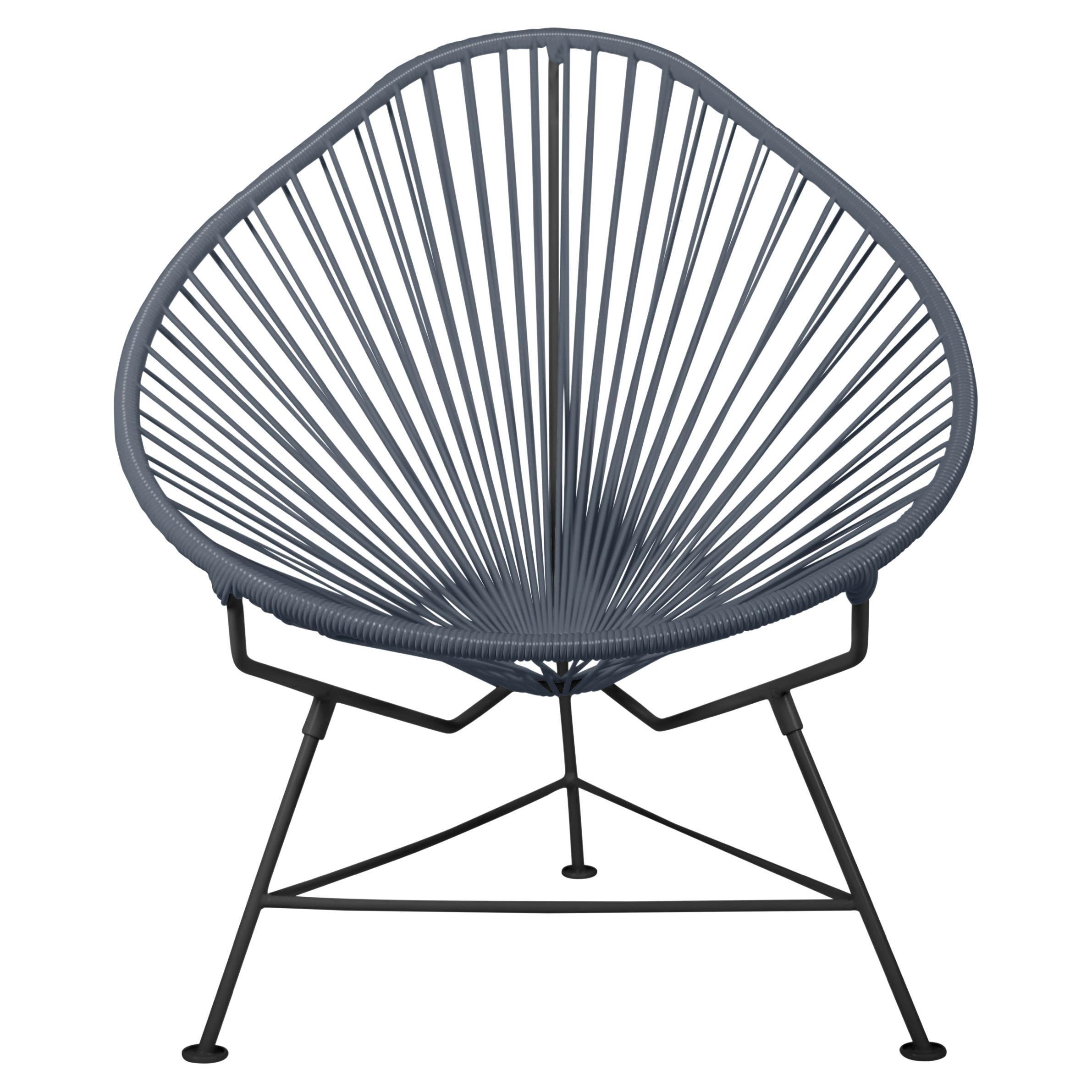 Innit Designs Acapulco Chair Grey Weave on Black Frame For Sale