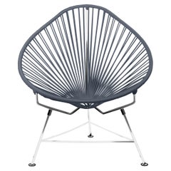 Innit Designs chaise Acapulco tissée grise sur cadre chromé