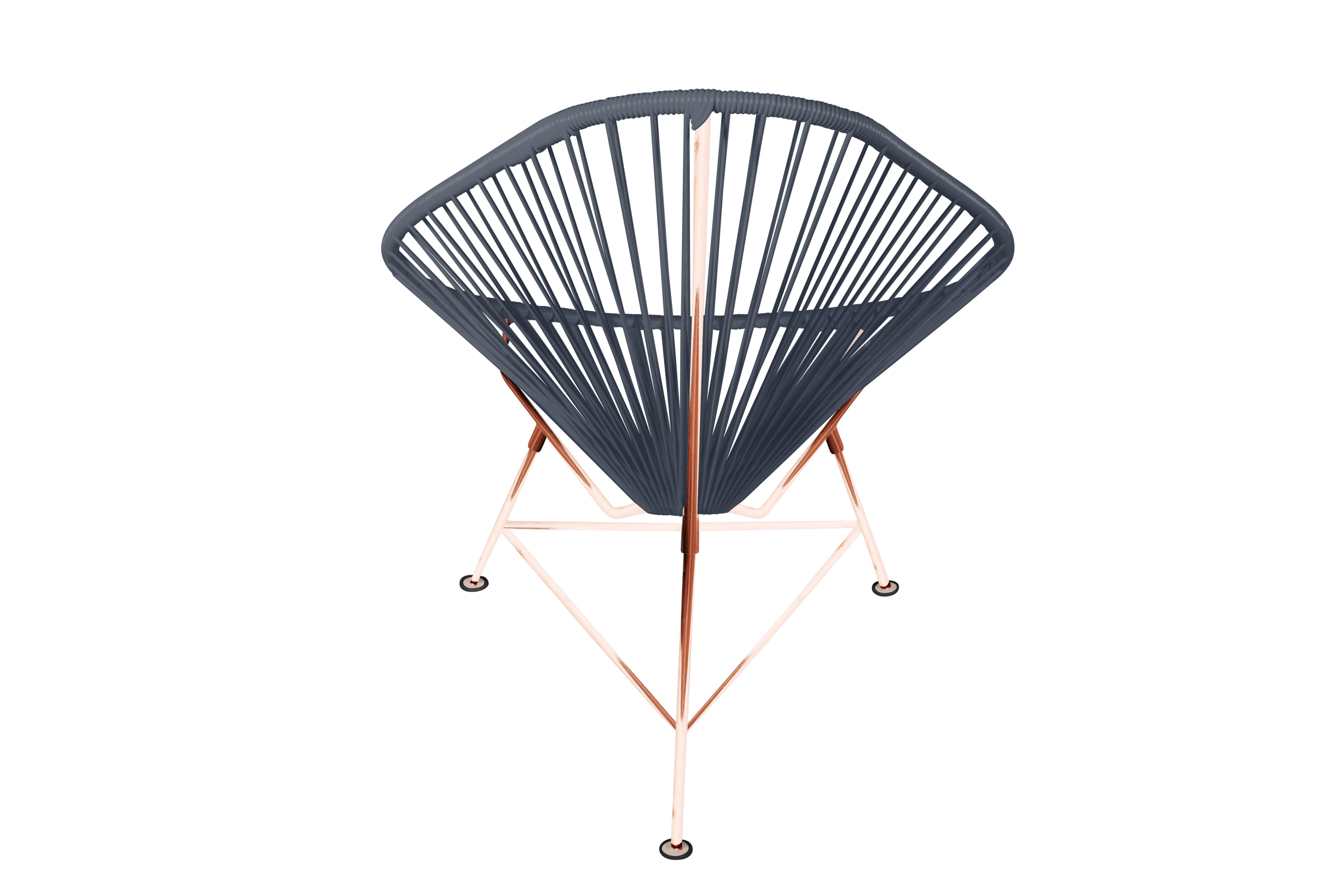 Canadian Innit Designs Acapulco Chair Grey Weave on Copper Frame For Sale