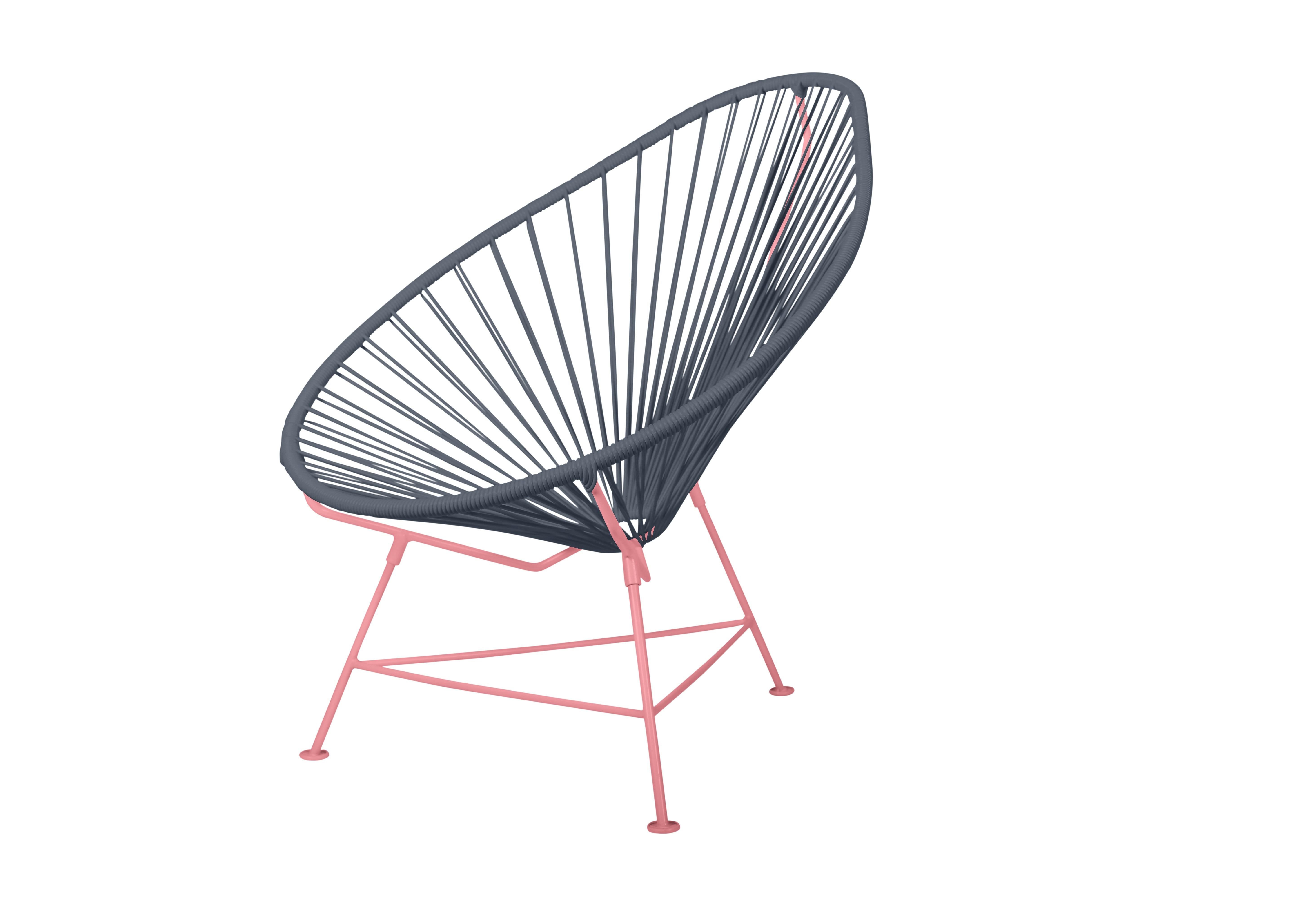 Modern Innit Designs Acapulco Chair Grey Weave on Coral Frame For Sale