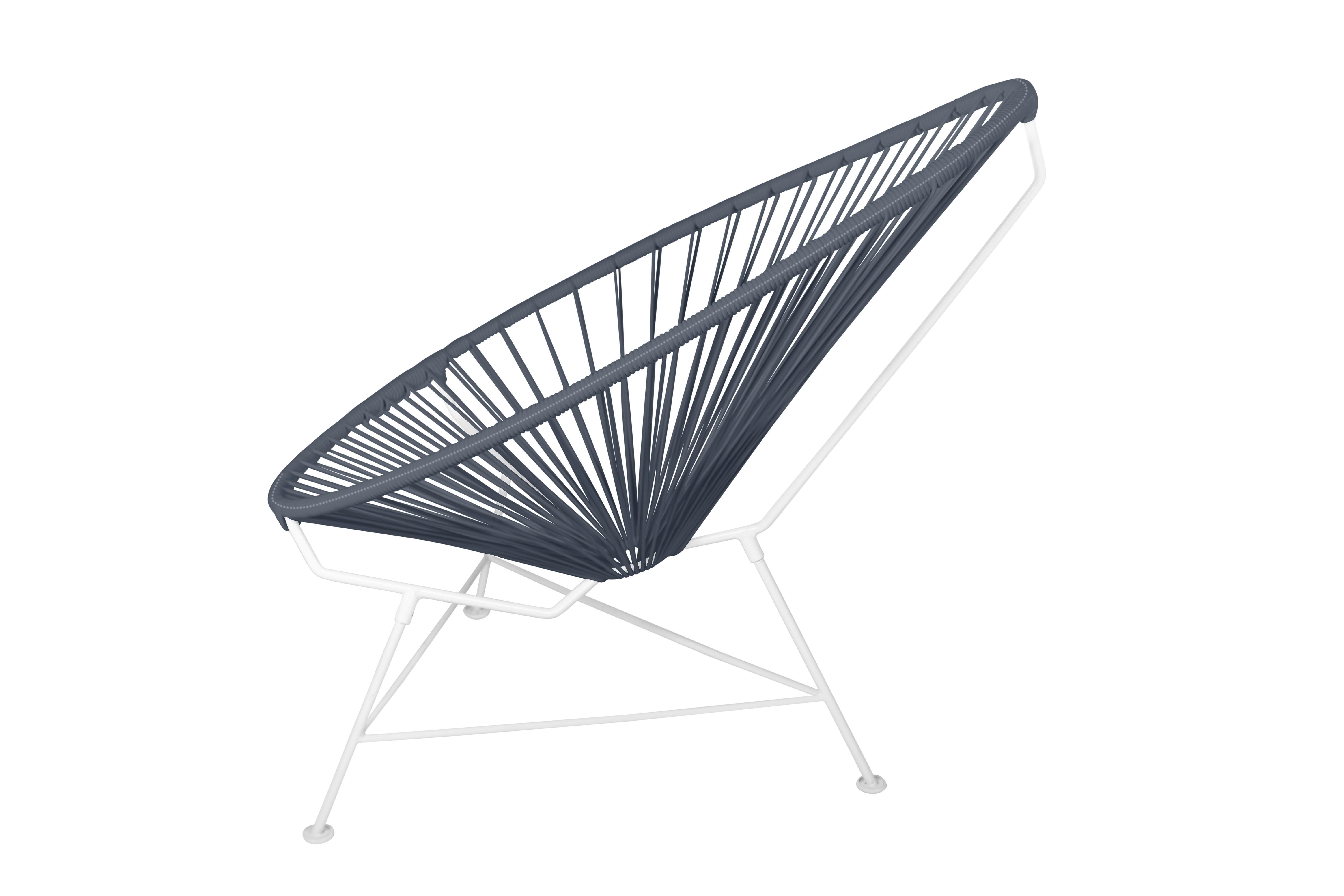 Modern Innit Designs Acapulco Chair Grey Weave on White Frame For Sale