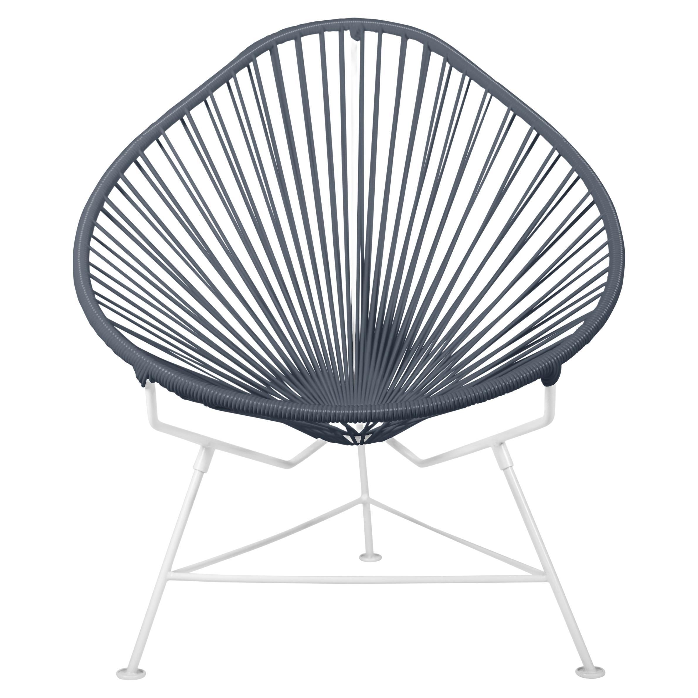 Innit Designs Acapulco Chair Grey Weave on White Frame For Sale