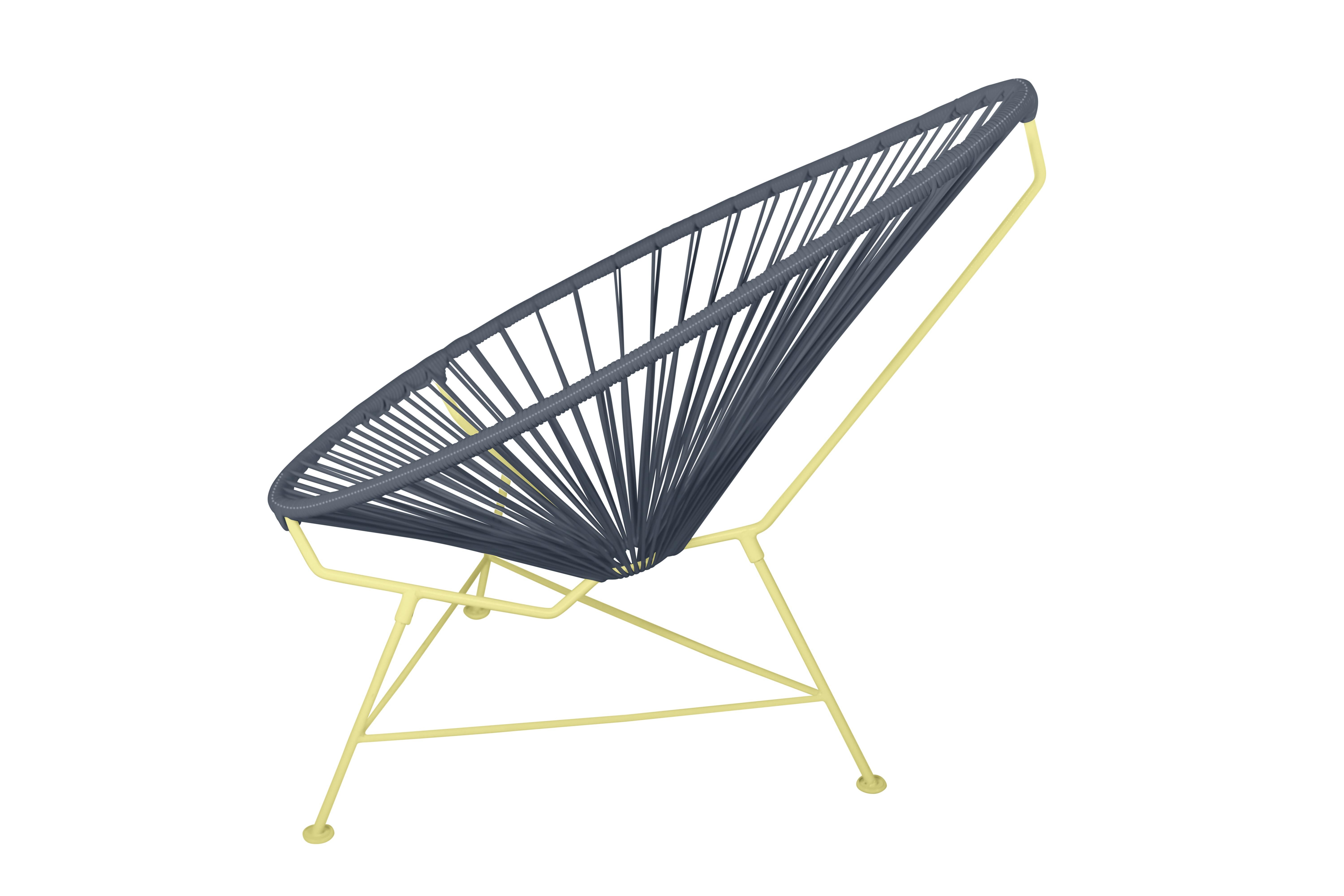 Modern Innit Designs Acapulco Chair Grey Weave on Yellow Frame For Sale