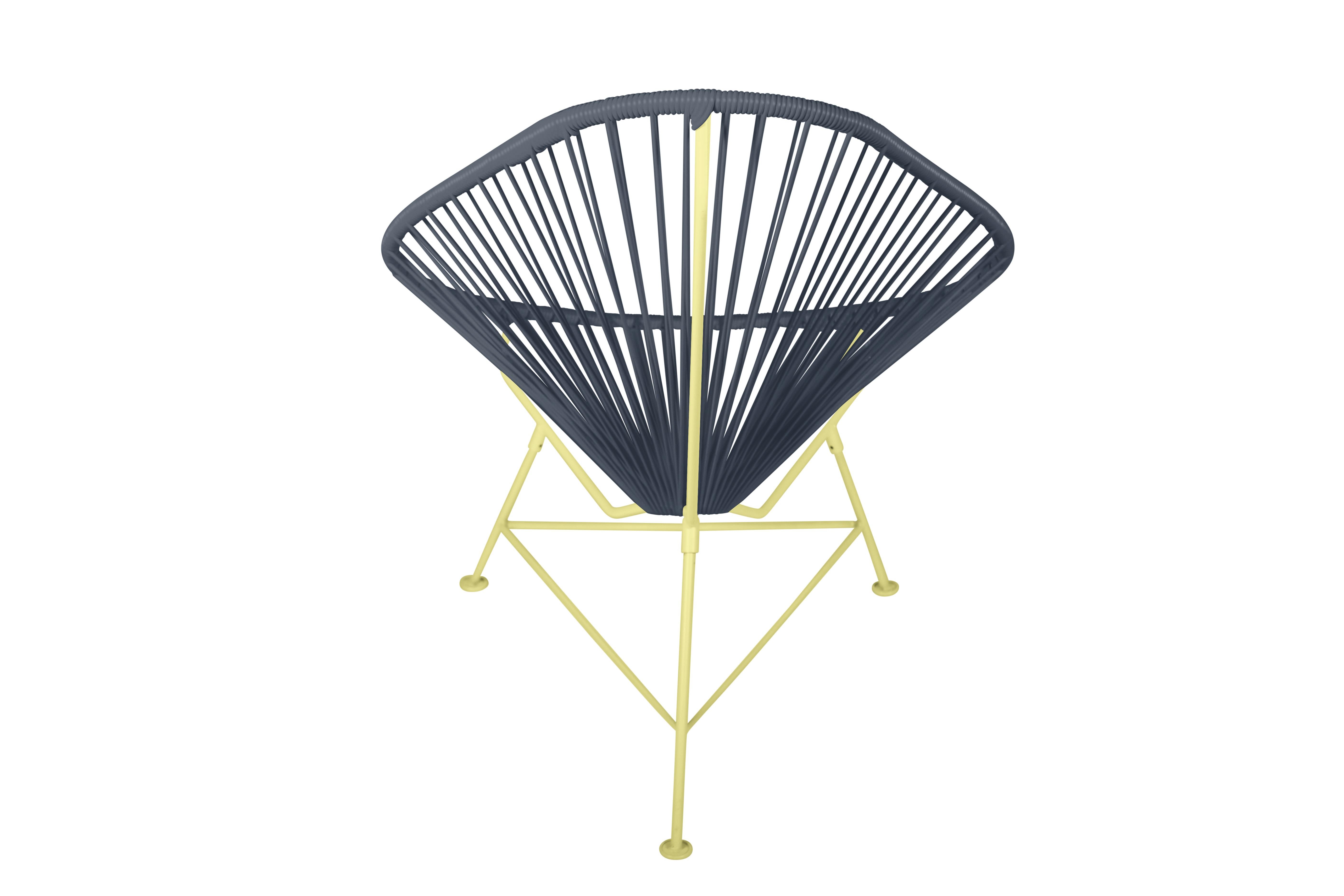 Hand-Crafted Innit Designs Acapulco Chair Grey Weave on Yellow Frame For Sale