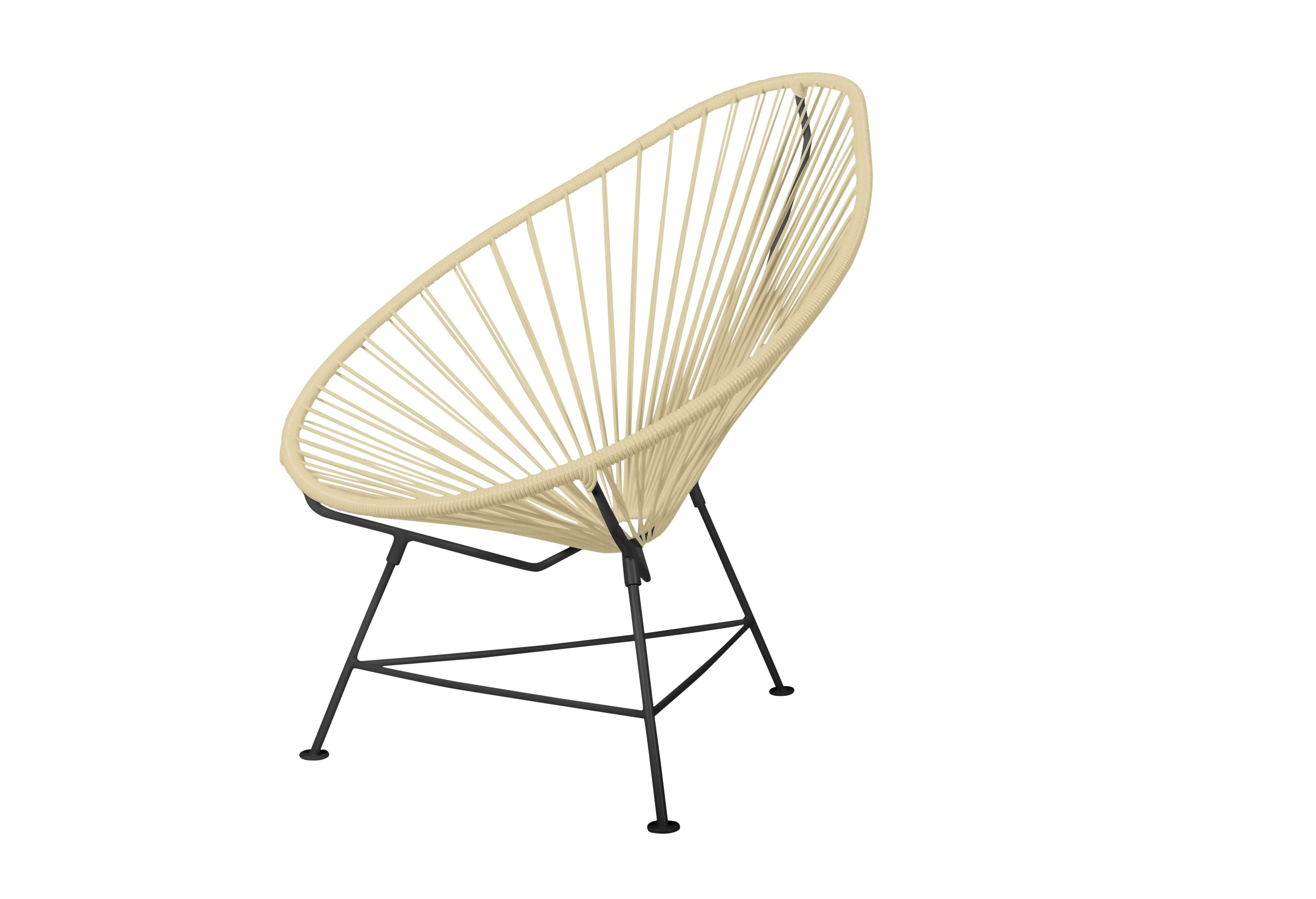 Canadian Innit Designs Acapulco Chair Ivory Weave on Black Frame For Sale