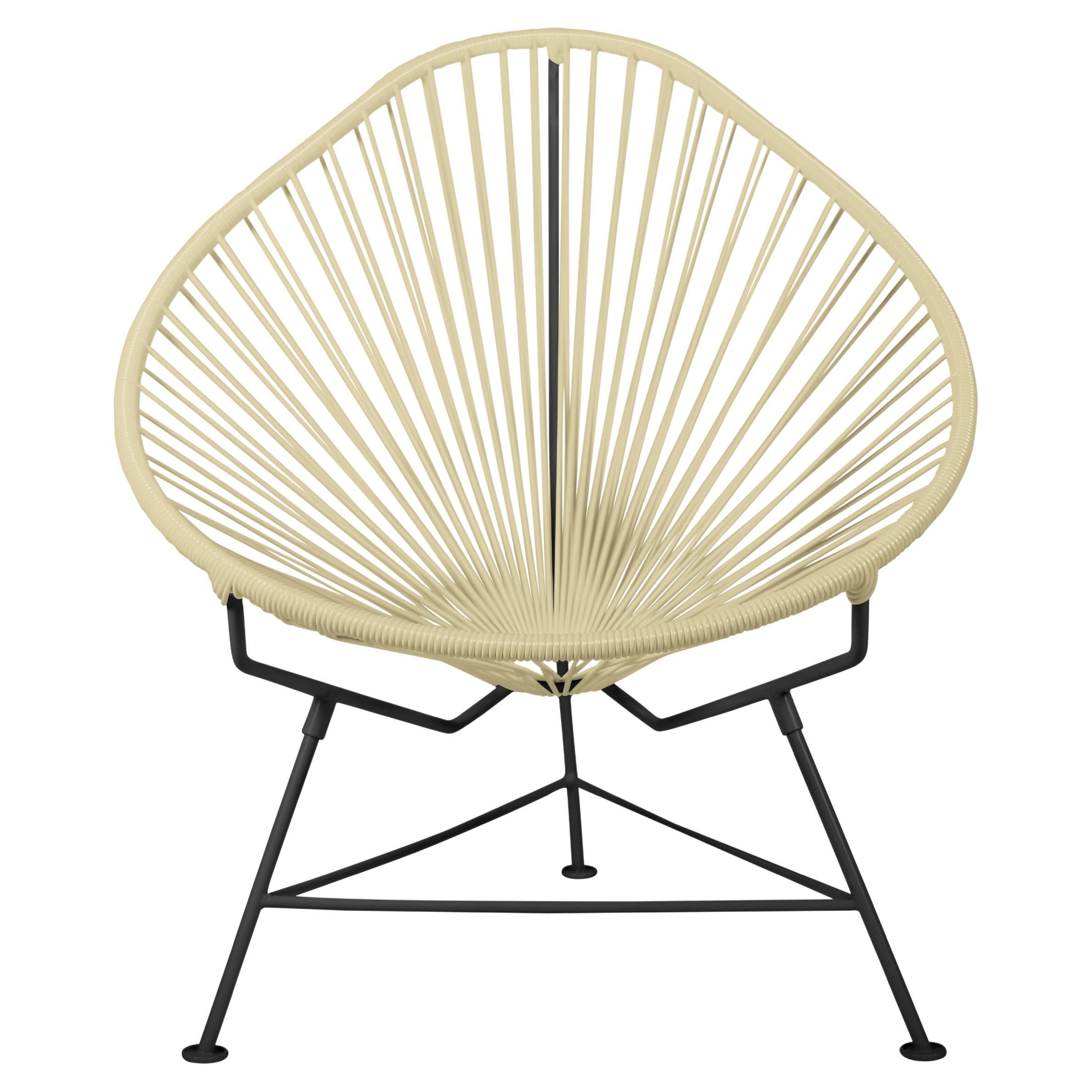 Innit Designs Acapulco Chair Ivory Weave on Black Frame For Sale