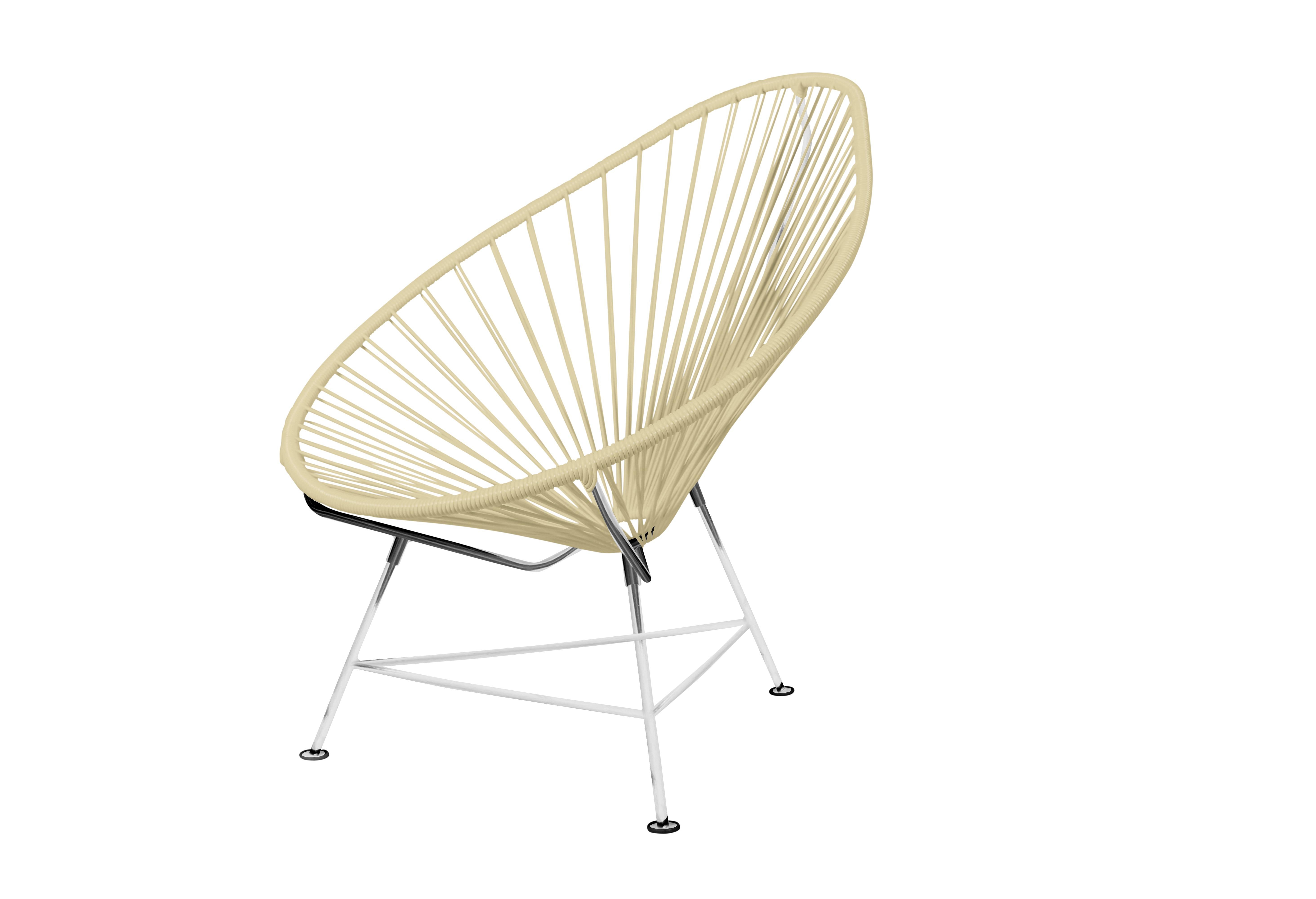 Modern Innit Designs Acapulco Chair Ivory Weave on Chrome Frame For Sale