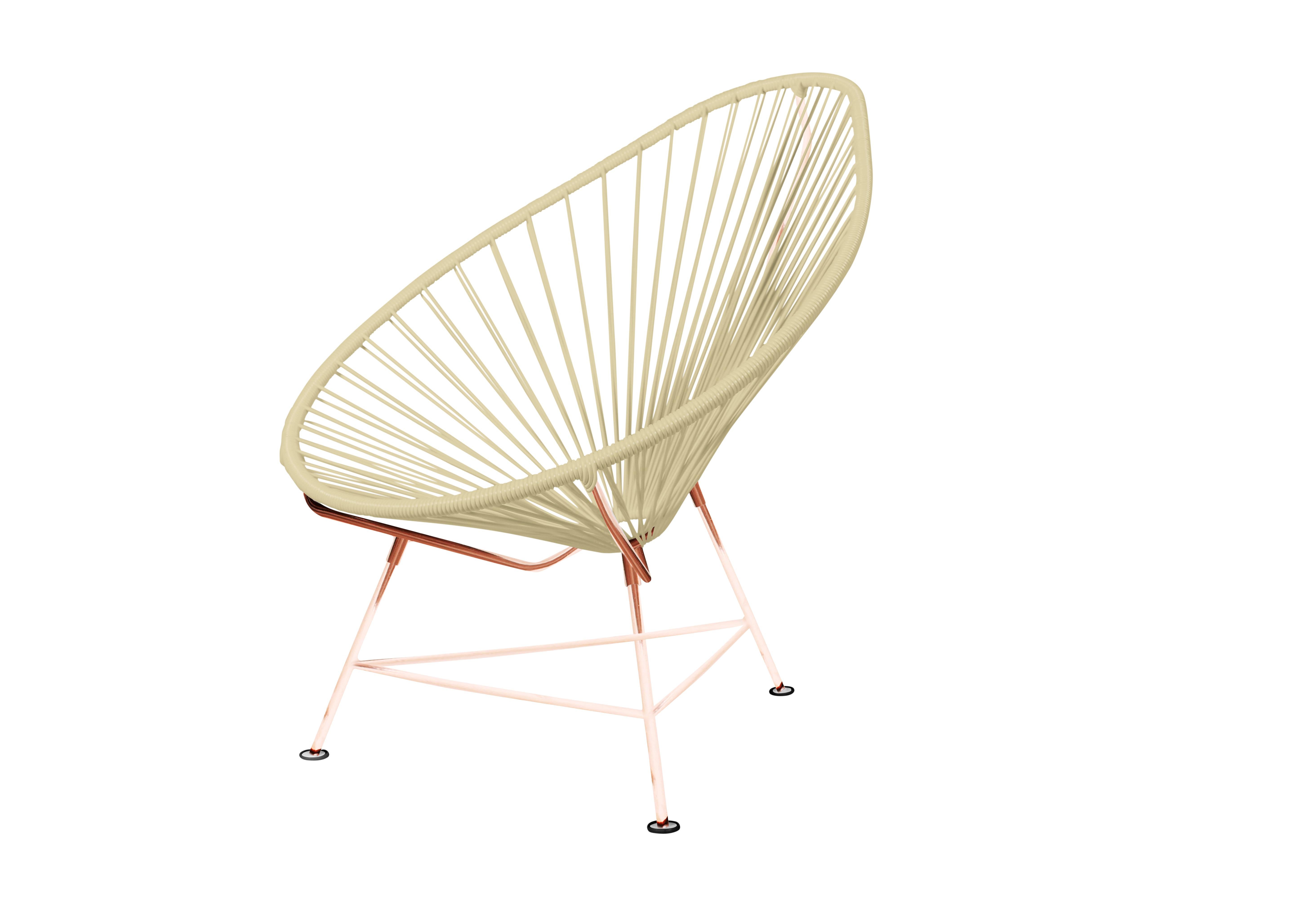 Canadian Innit Designs Acapulco Chair Ivory Weave on Copper Frame For Sale