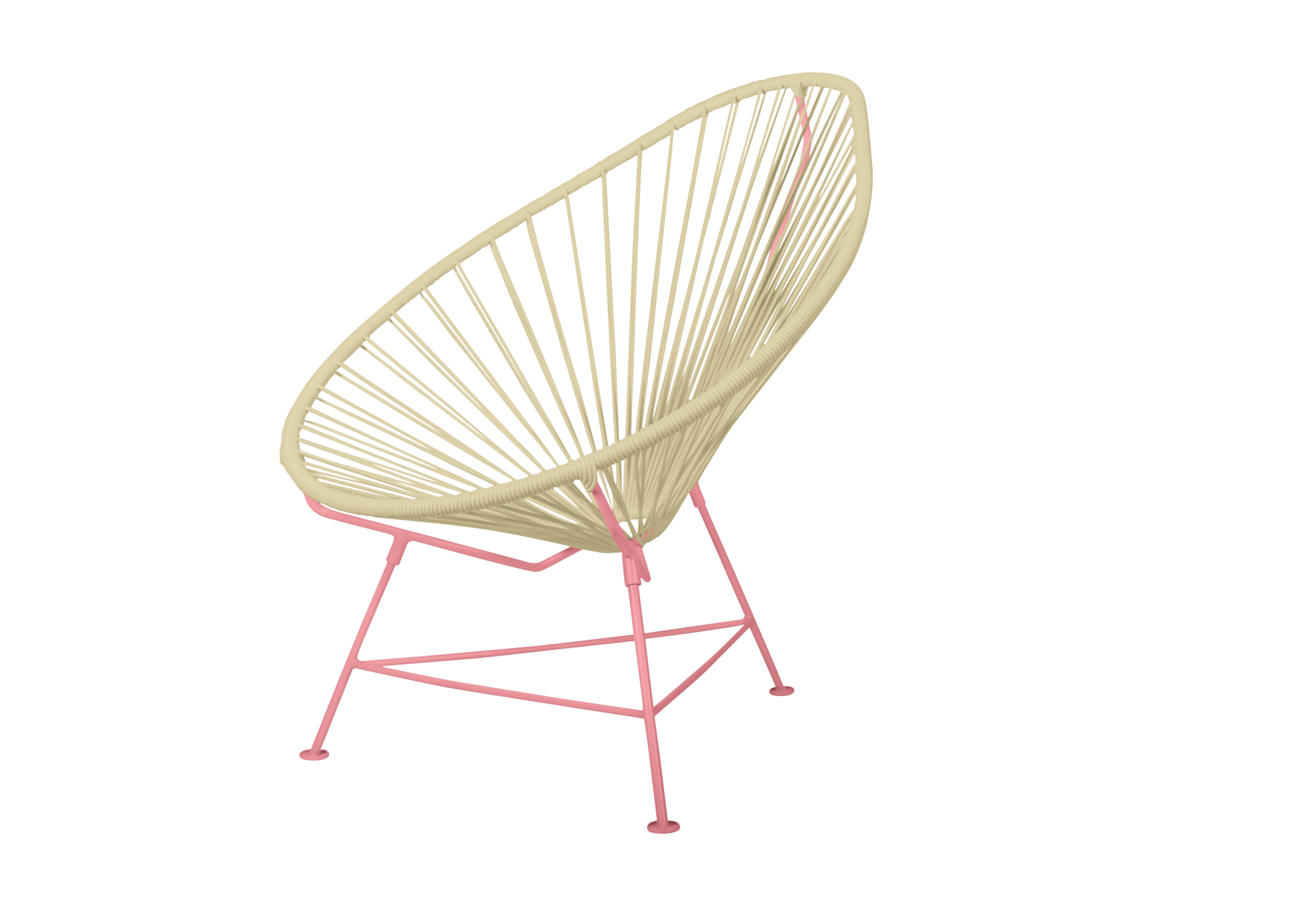 Modern Innit Designs Acapulco Chair Ivory Weave on Coral Frame For Sale