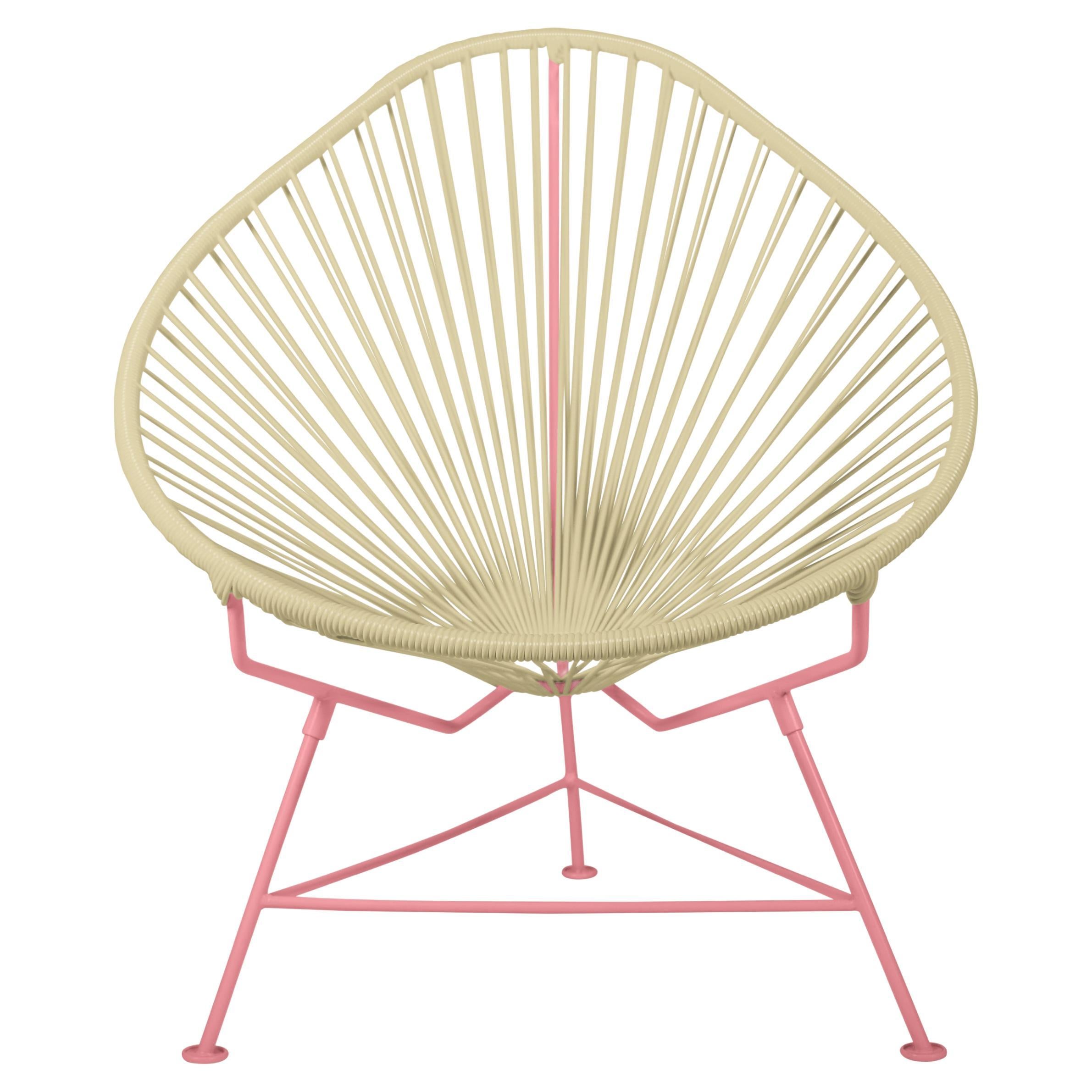 Innit Designs Acapulco Chair Ivory Weave on Coral Frame