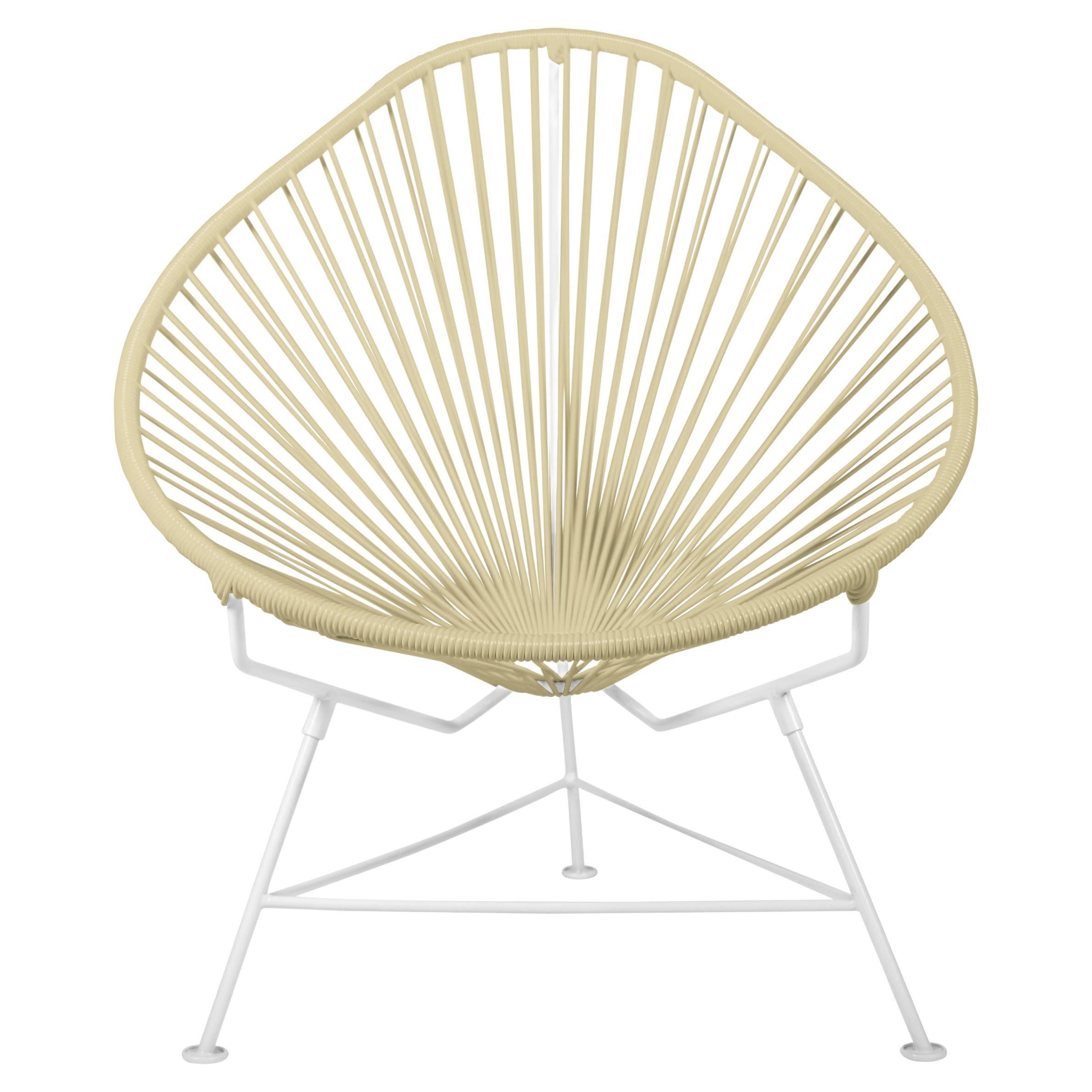 Innit Designs Acapulco Chair Ivory Weave on White Frame For Sale