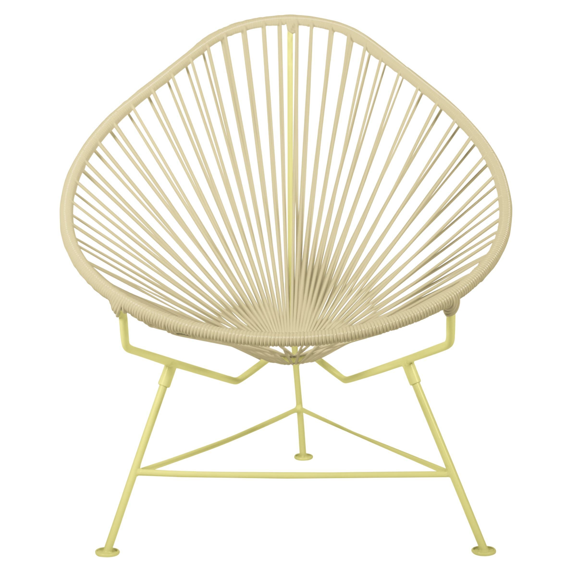 Innit Designs Acapulco Chair Ivory Weave on Yellow Frame For Sale