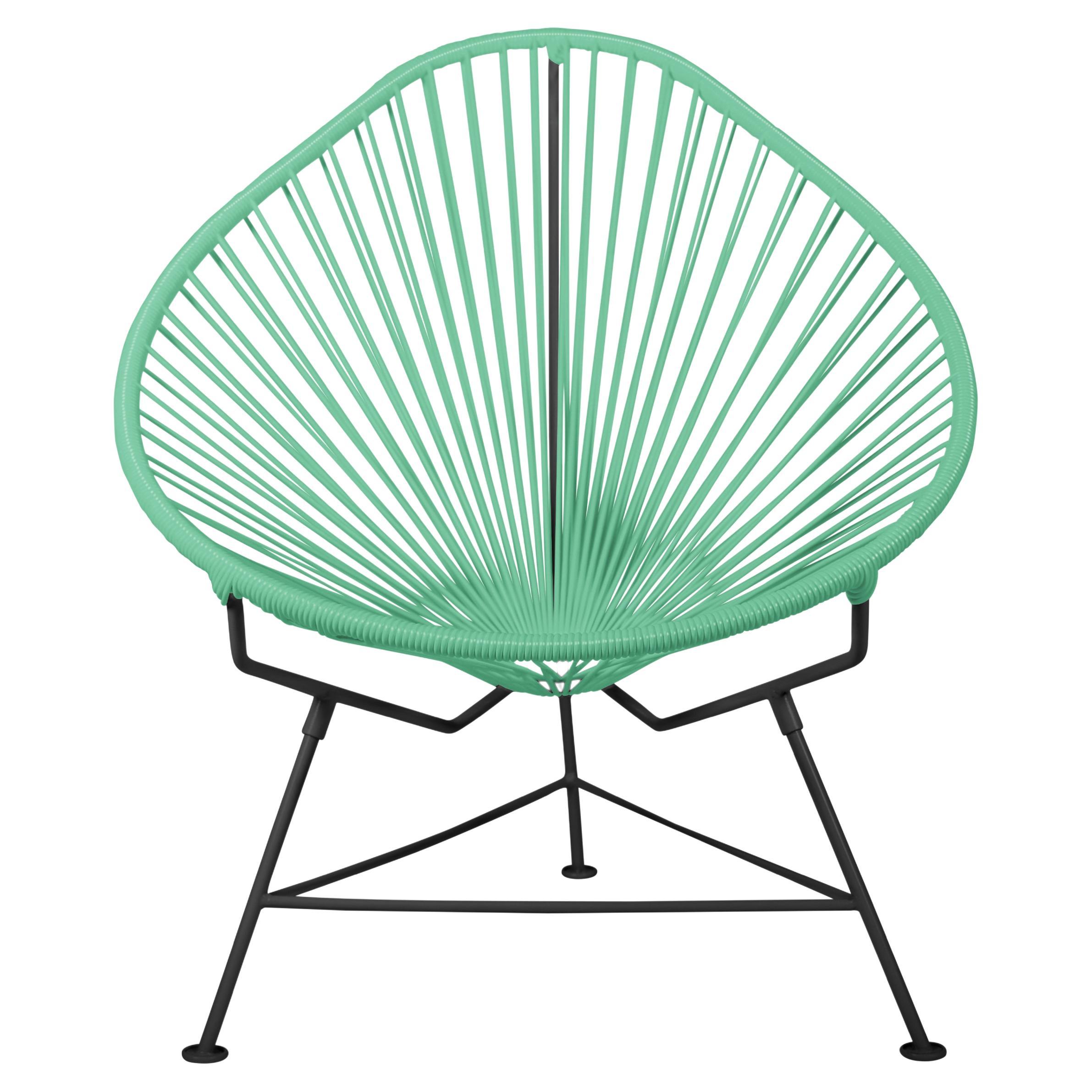 Innit Designs Acapulco Chair Mint Weave on Black Frame For Sale