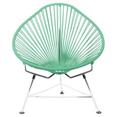 Innit Designs fauteuil Acapulco tissé couleur menthe sur cadre chromé