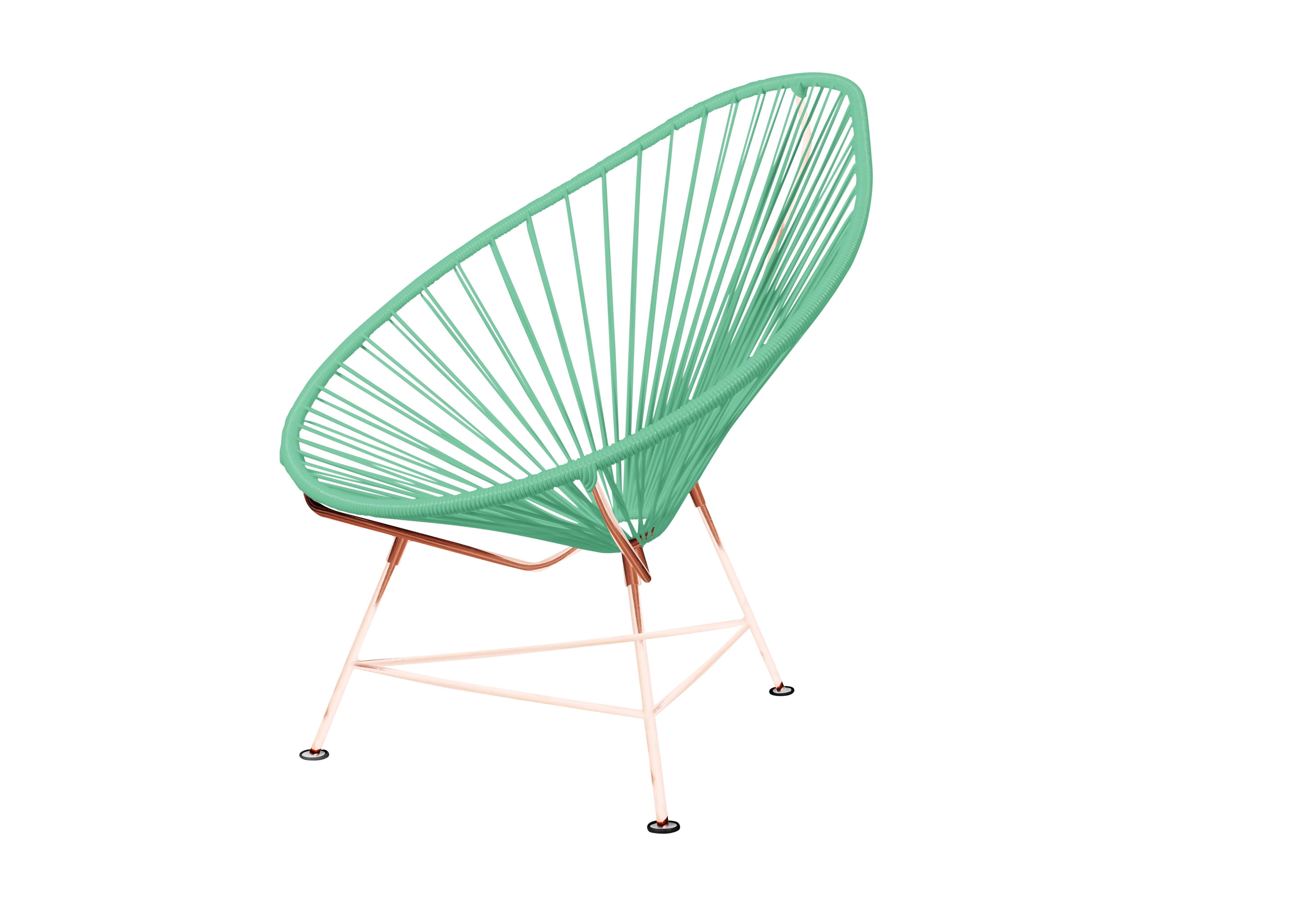Canadian Innit Designs Acapulco Chair Mint Weave on Copper Frame For Sale