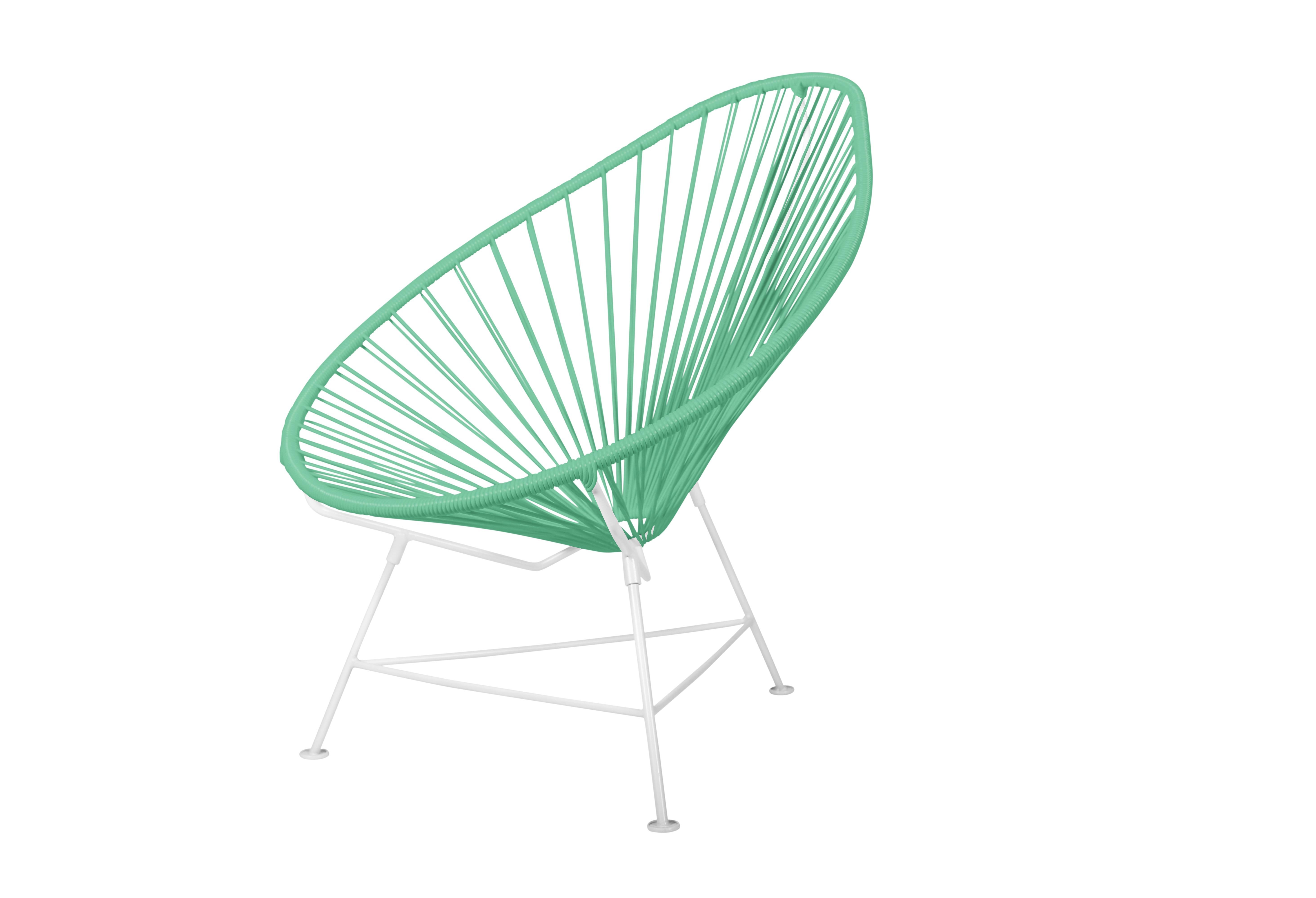 Canadian Innit Designs Acapulco Chair Mint Weave on White Frame For Sale